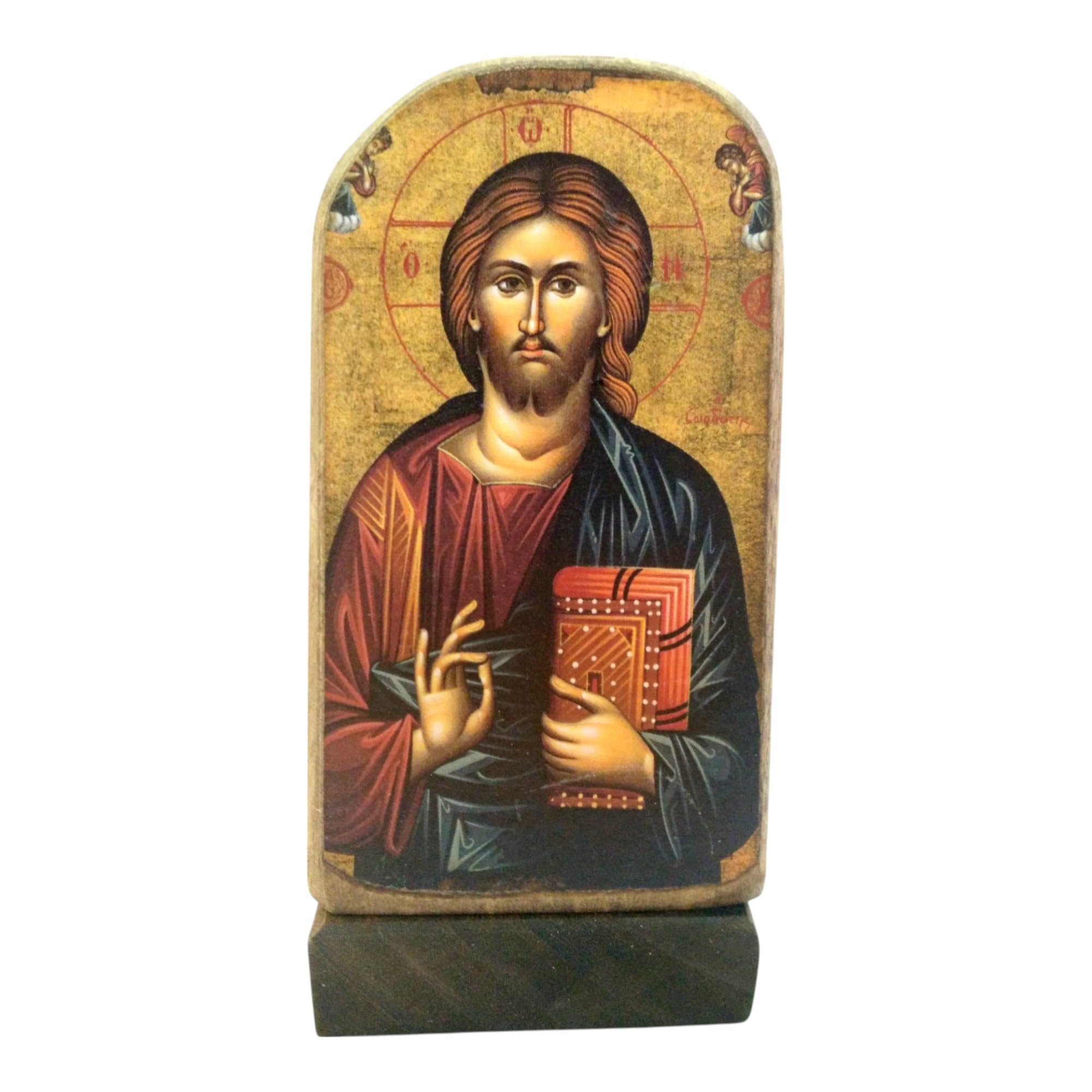 faite à la main en bois grecque chrétienne Orthodoxe Mont Athos Icône de Jésus Christ/MP5 _ 1