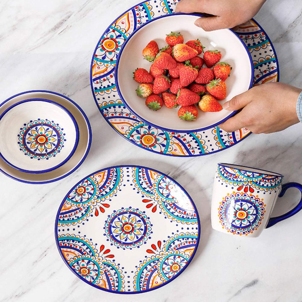 Dinnerware Set 6 Pieces Mediterranean Patterned Porcelain Multi