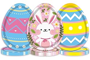 24 Pcs Easter Eggs Paper Plates (Oval)