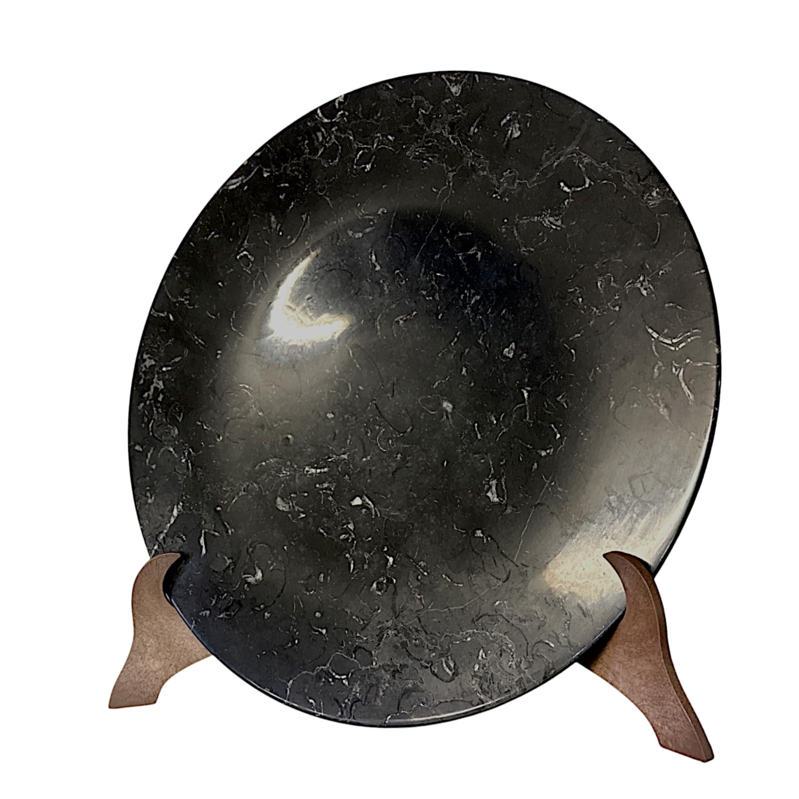 Plateau en marbre noir Marquinia 40 cm pièce maîtresse artisanale pour décoration salon moderne