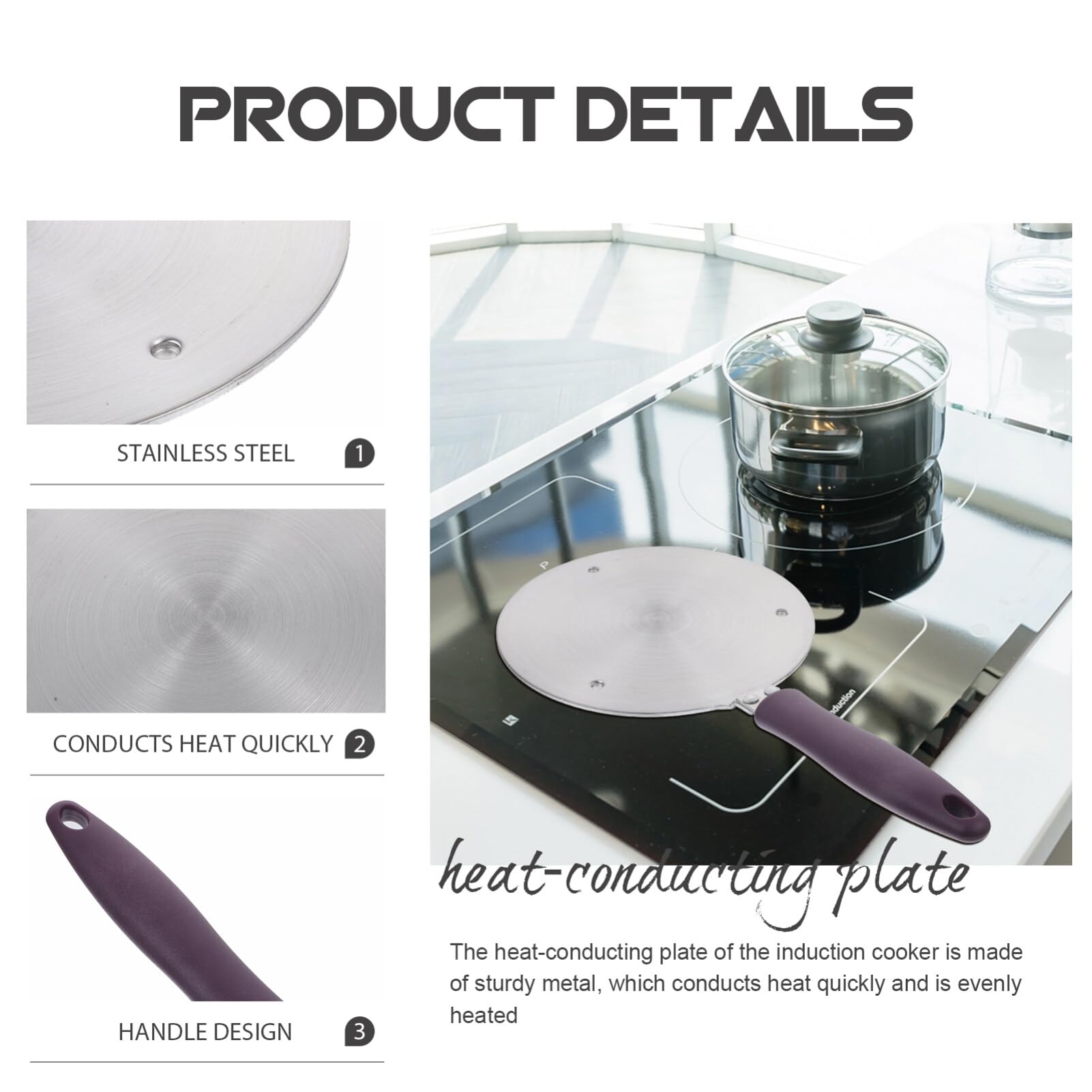 Kichvoe Induction Heat Diffuser Plate Adapter for Electric Gas Cooktops Even Heat Distribution Cooking Tool for Dairy Construction for All Cookware