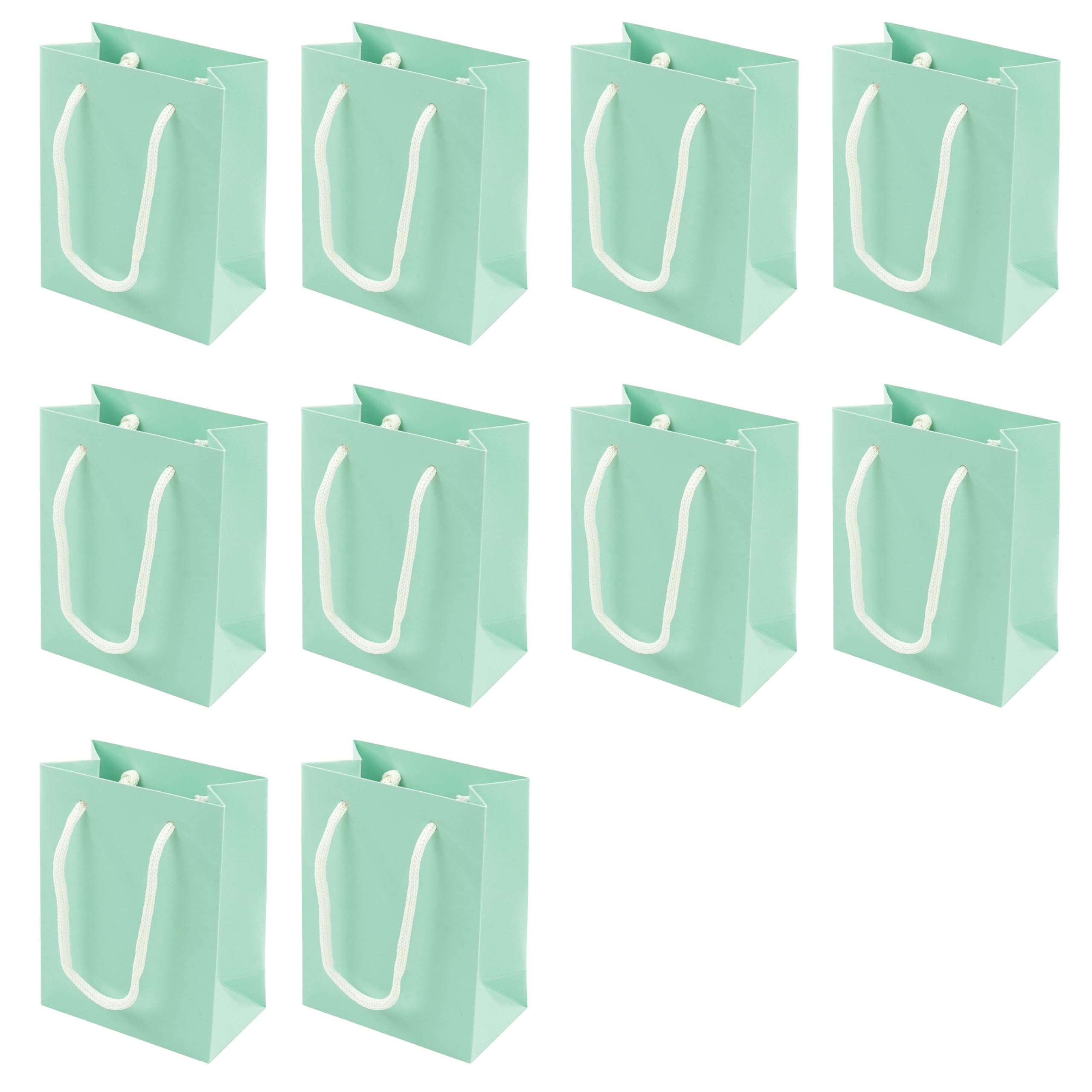 10 Small Mint Green Kraft Paper Gift Bags with Handles | Tall, 11 x 14 x 6cm, Reinforced Base | For Retail, Gifting & Weddings | FSC Certified & Recyclable — image 1