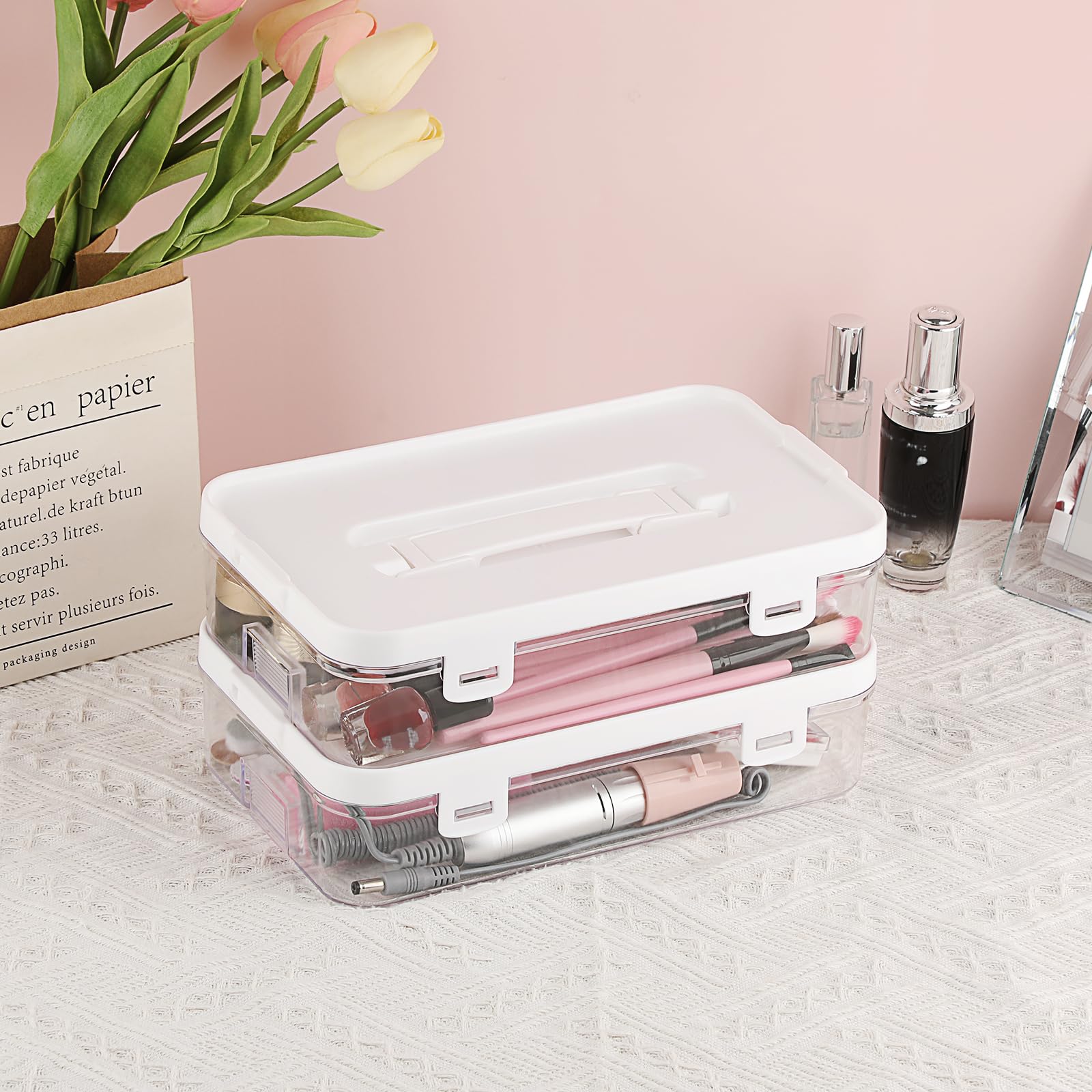 OGANAZI Clear Craft Storage Box with Lids - Image 3