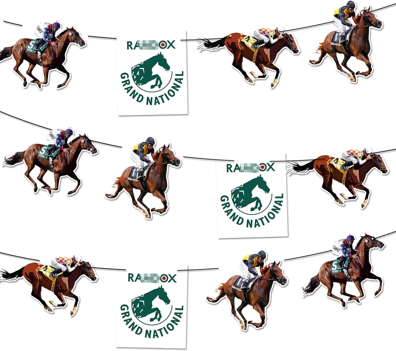 12PCS Grand National Horse Racing Bunting Banners Horse Racing Party Decorations