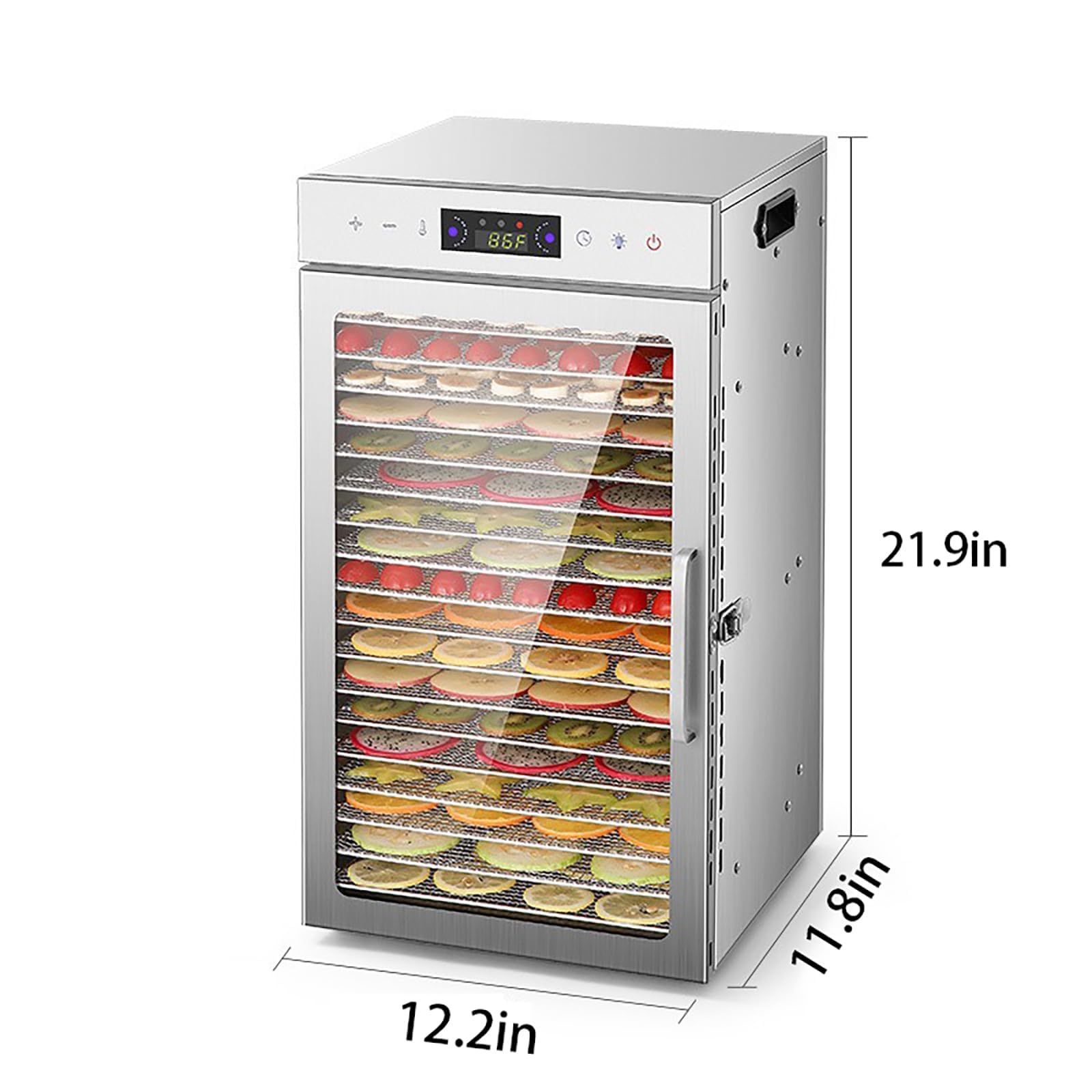 Secador de congelación Comercial 12 bandejas deshidratador eléctrico 304 de Acero Inoxidable 360 Flujo de Aire para Frutas Herbas de Carne Uso de Negocios en casa