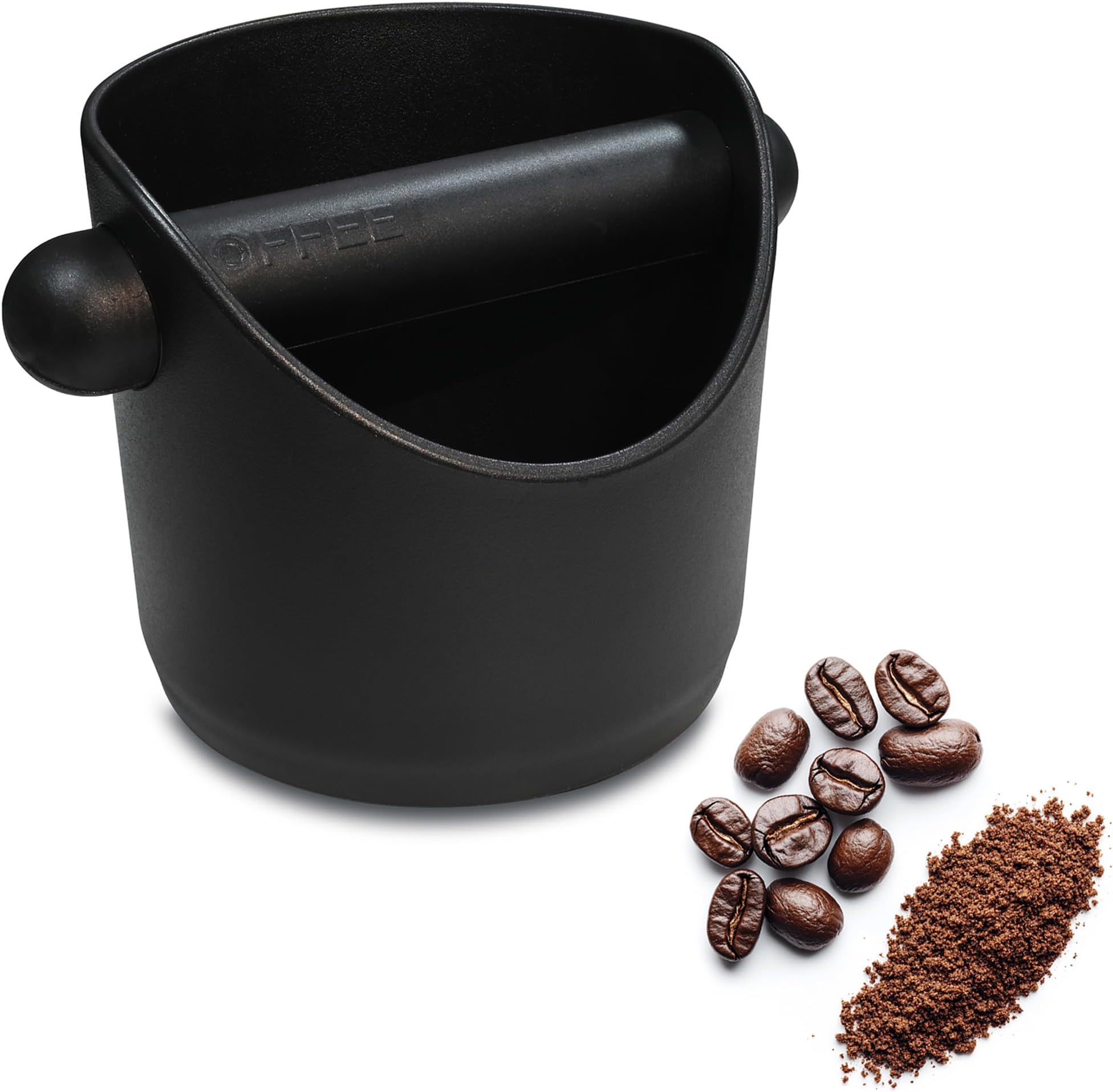 Espresso Compact Knock Box (4"x4"), Shock Absorbent Knock Box Non-Slip Base & Removable Rubber Knock Bar Coffee Puck Box, Durable Espresso Dump Bin for Home/Office, Dishwasher Safe