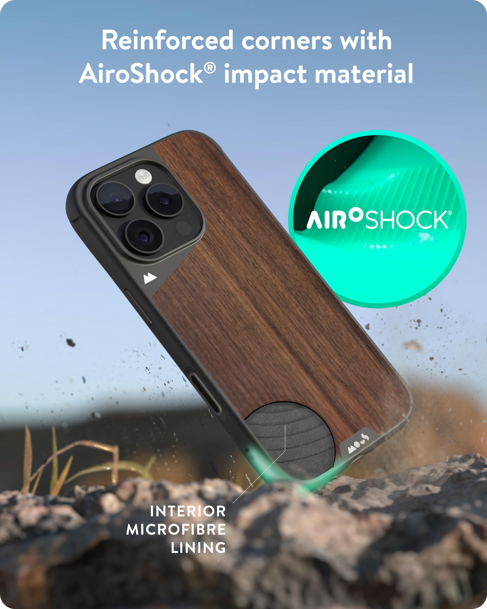 Mous Etui do iPhone'a 16 Pro MagSafe kompatybilne z przyciskiem sterowania kamerą - Limitless 6.0 - orzech włoski - ochronne, odporne na wstrząsy etui na telefon