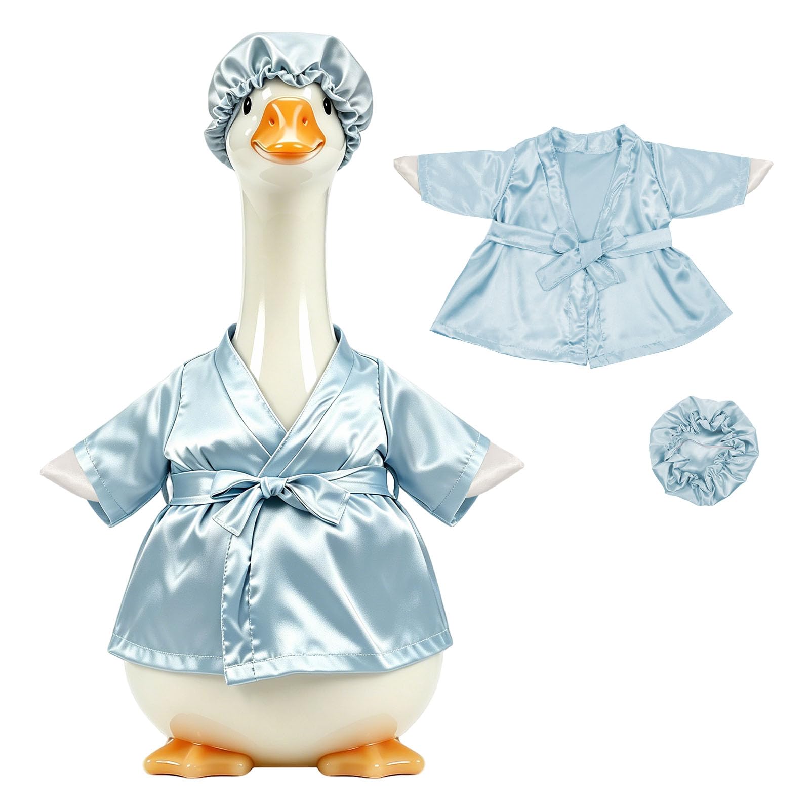 JETHMA Bathrobe Porch Goose Outfits Cute Blue Lawn Goose Statue Costume with Hat for 23in Statue Patio Garden Decoration(blue)