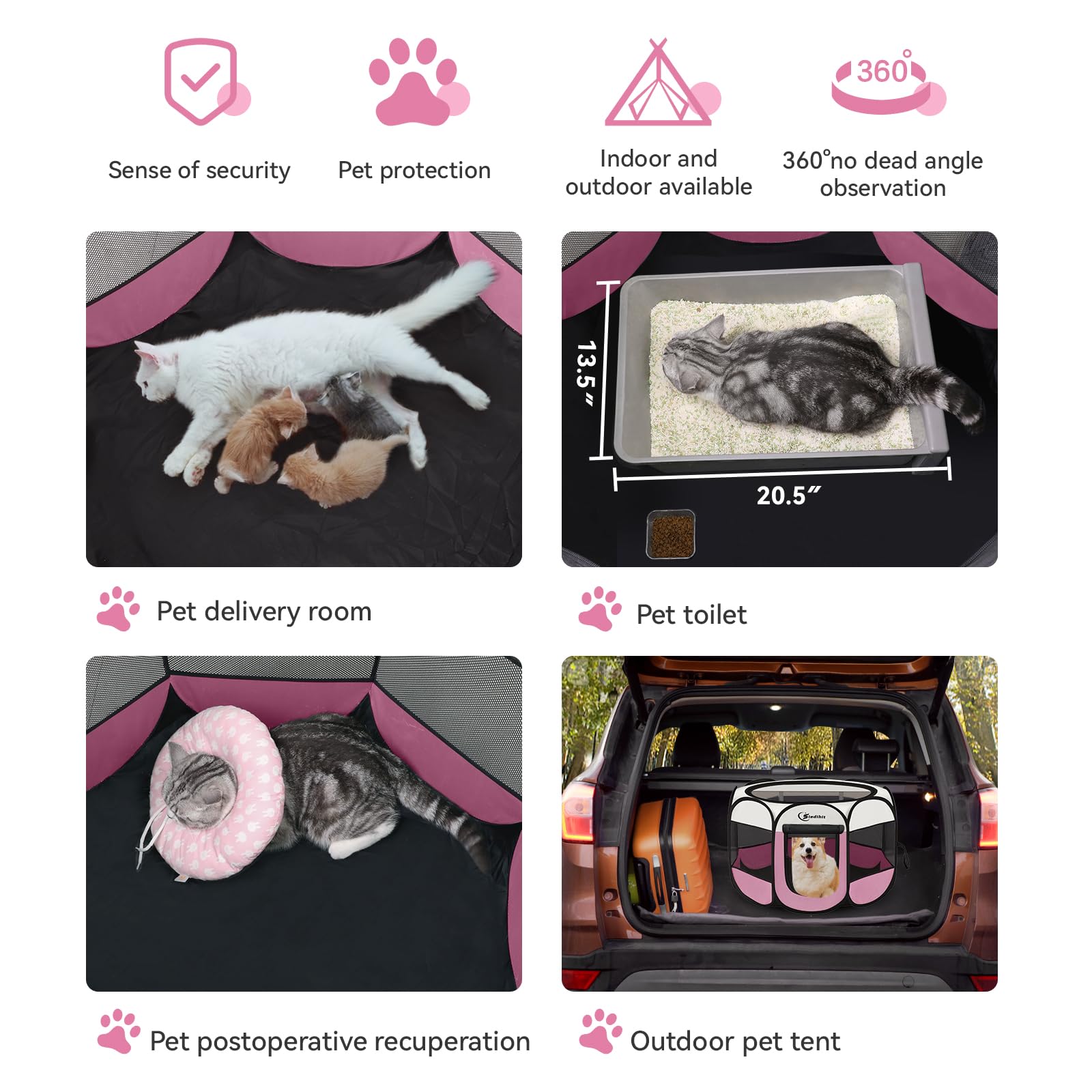 Amazon.com: Pink Puppy Playpen for Middle Dog Cat, Dog Tent