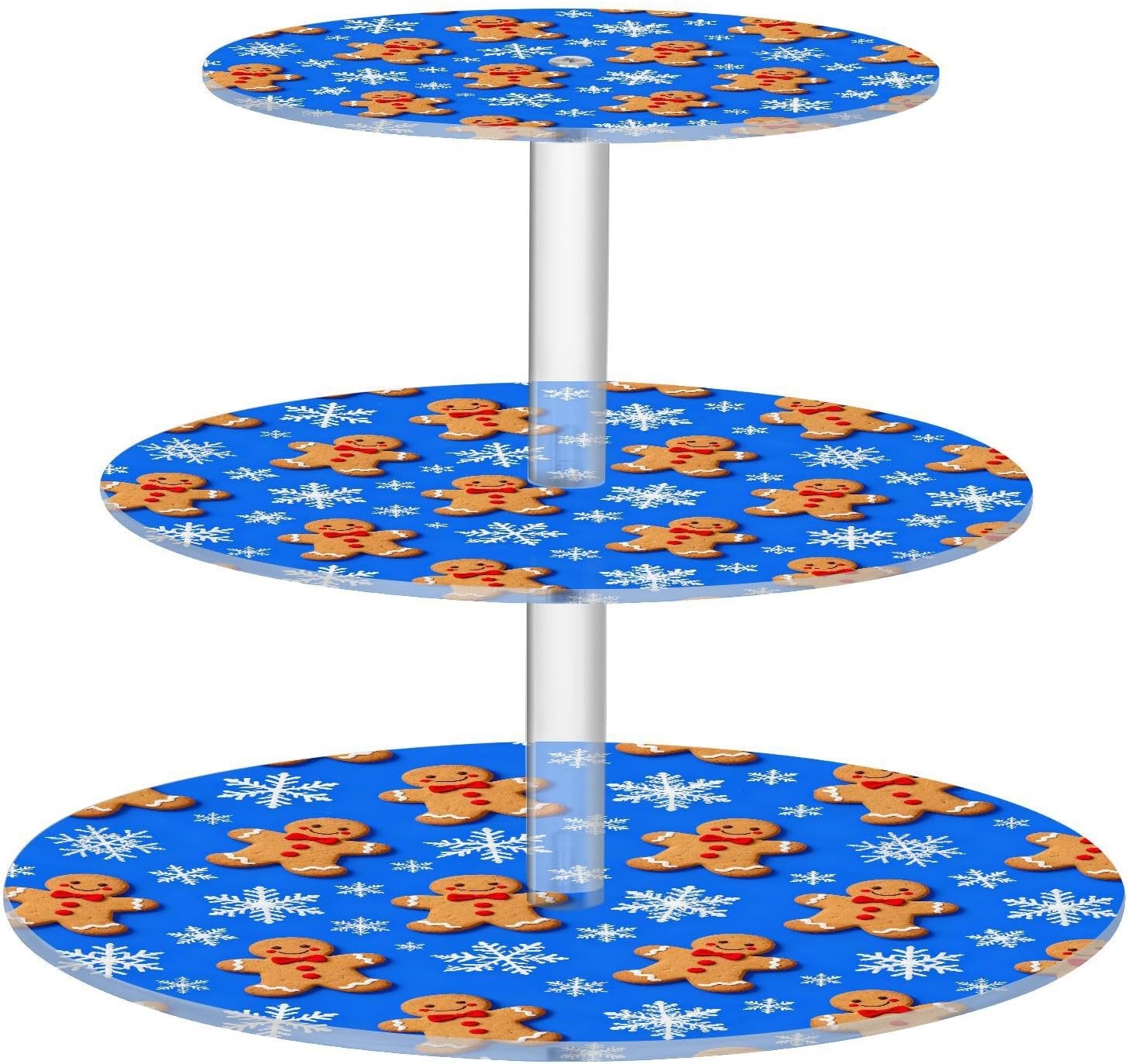 Winter Snowflake Gingerbread Christmas 3 Tier Acrylic Cupcake Stand, Cupcake Stand for 34 Cupcakes for Weddings,Christmas,Holidays,Parties,Birthday,Printed Cupcake Tower 23302050
