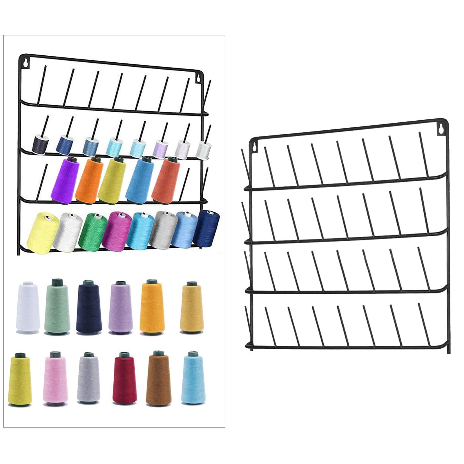 Estante de hilo de coser de 32 bobinas, soporte de pared para coser en la pared, estante organizador de hierro para mini costura, acolchado, joyas, bordado