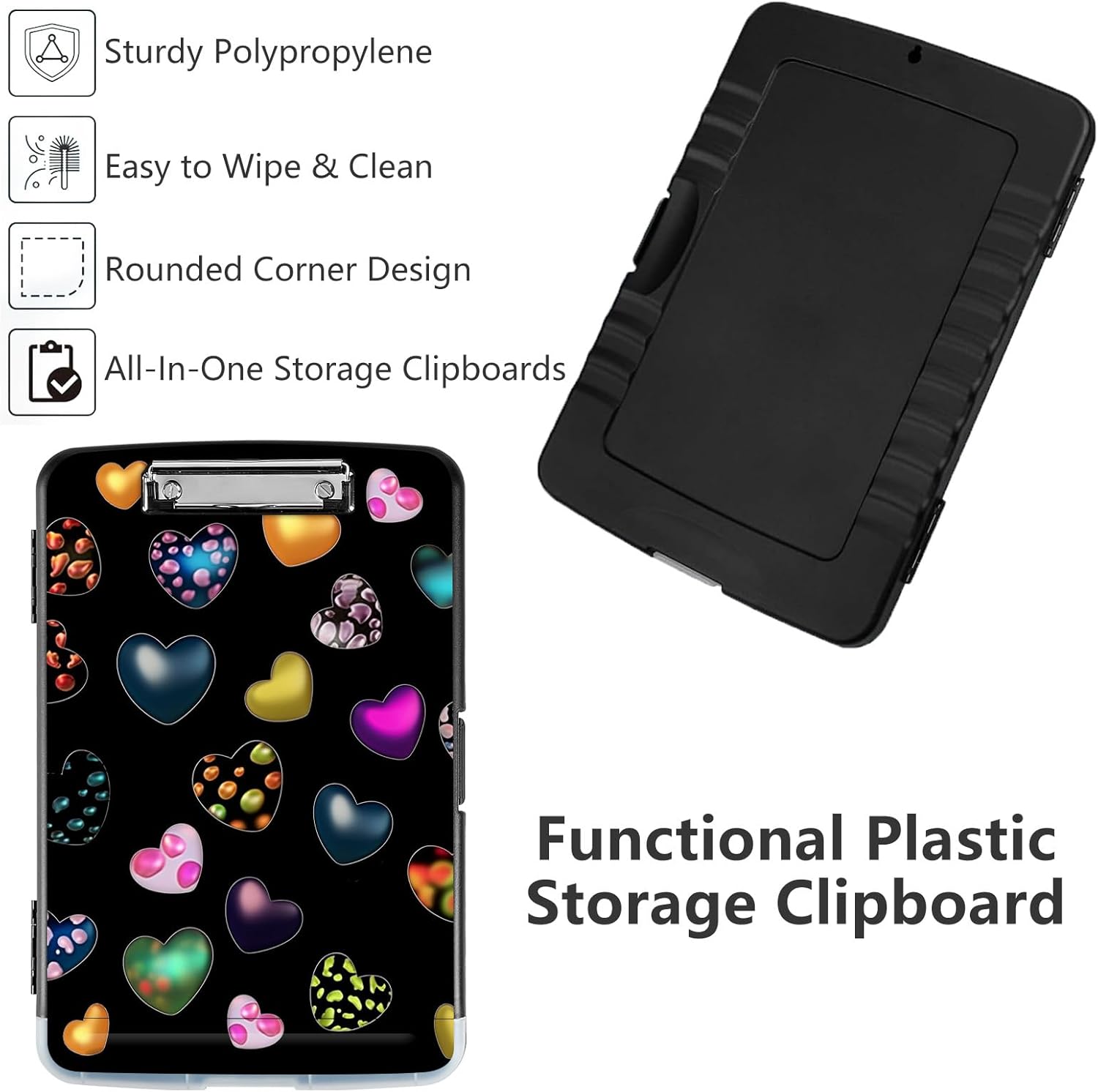 Clipboard with Storage,A4 Storage Clipboard,High Capacity Clipboards,Clipboard Storage with Clip and Pen Holder,Coaches Clipboard Folder Case-Lovely Little Loves