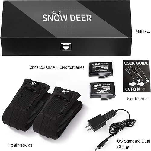 Miniatura 8 de Calcetín calentados SNOW DEER, calcetines para calentar los pies eléctricos, con batería para hombres y mujeres