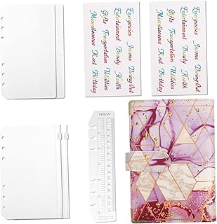 NUOBESTY 3 Conjuntos De Fichário Livro De Folhas Soltas Fichário A6 Fichário Fichário Planejador De Orçamento Fichário De Orçamento Com Zíper Envelopes Fichário De Material De Escritório