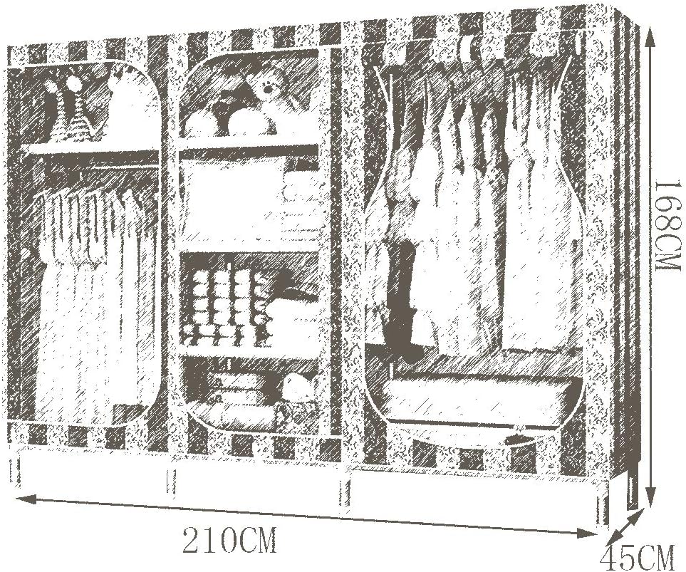 Cloth Wardrobe Clothes Closet, Portable Closet Wardrobe Storage Closet Standing Closet Fabric Cabinet Portable Wardrobe,D_210X45X168CM