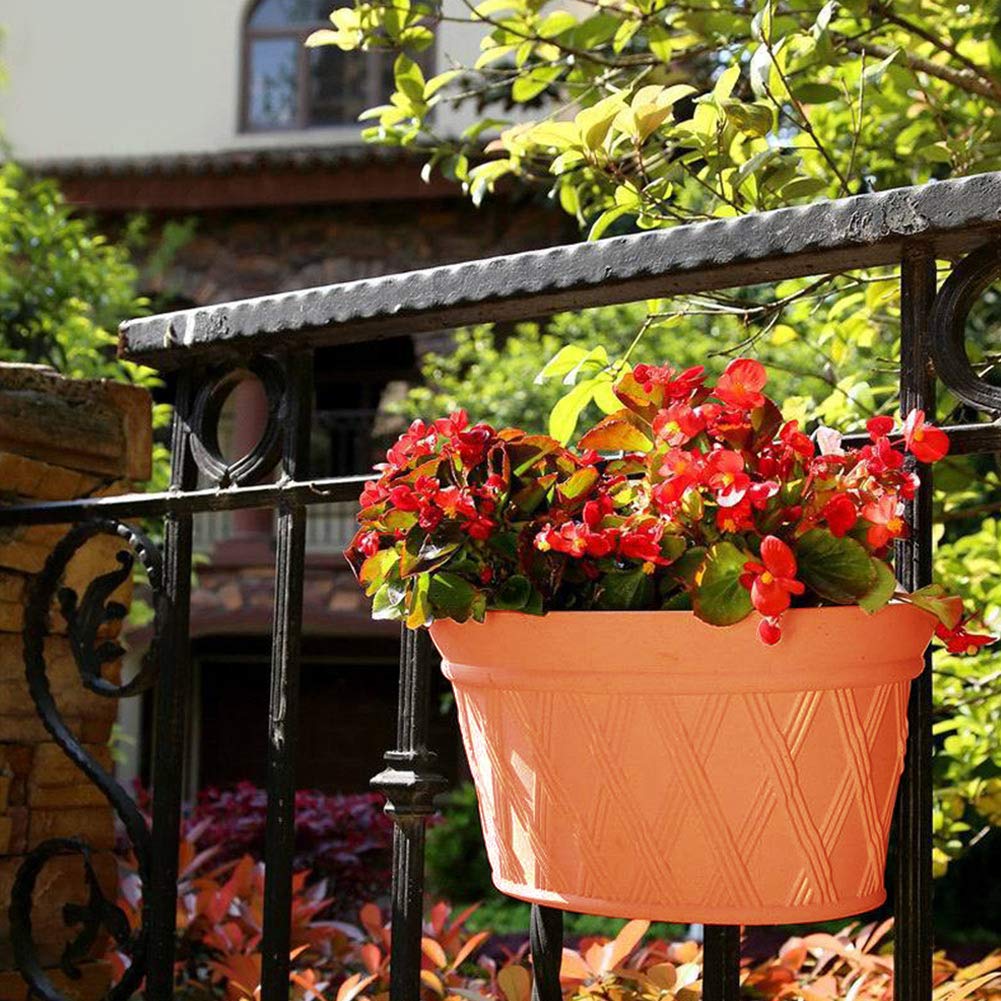 Fioriera sospesa, semicircolare in plastica, per interni ed esterni, giardino, balcone, ringhiera, recinzione, vasi da appendere