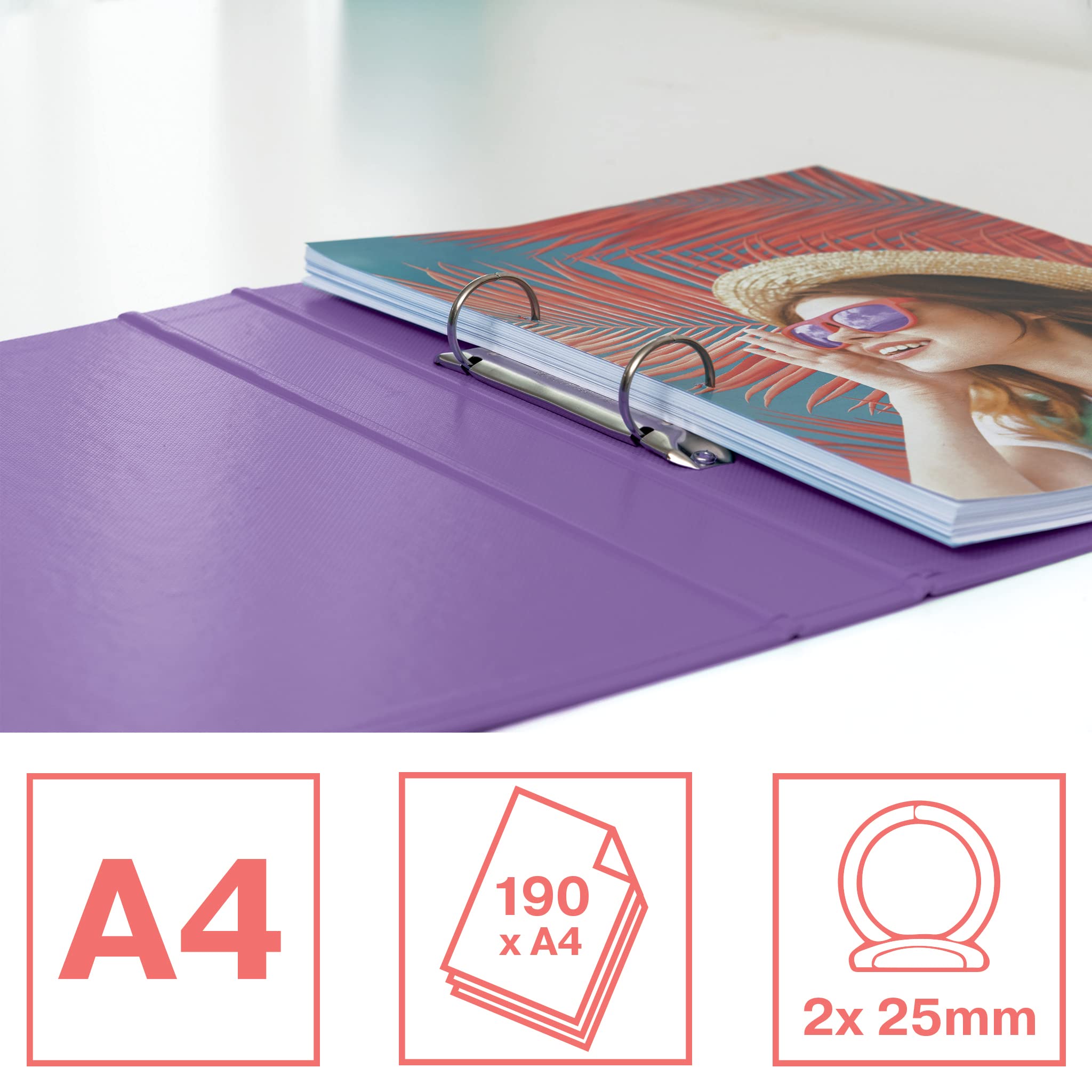 Esselte Segregator pierścieniowy, 10 sztuk, pojemność 190 arkuszy, szerokość grzbietu 42 mm, segregator A4 z 2 pierścieniami i mocną okładką, do domu/biura, do organizacji biurka, seria Colour'Breeze