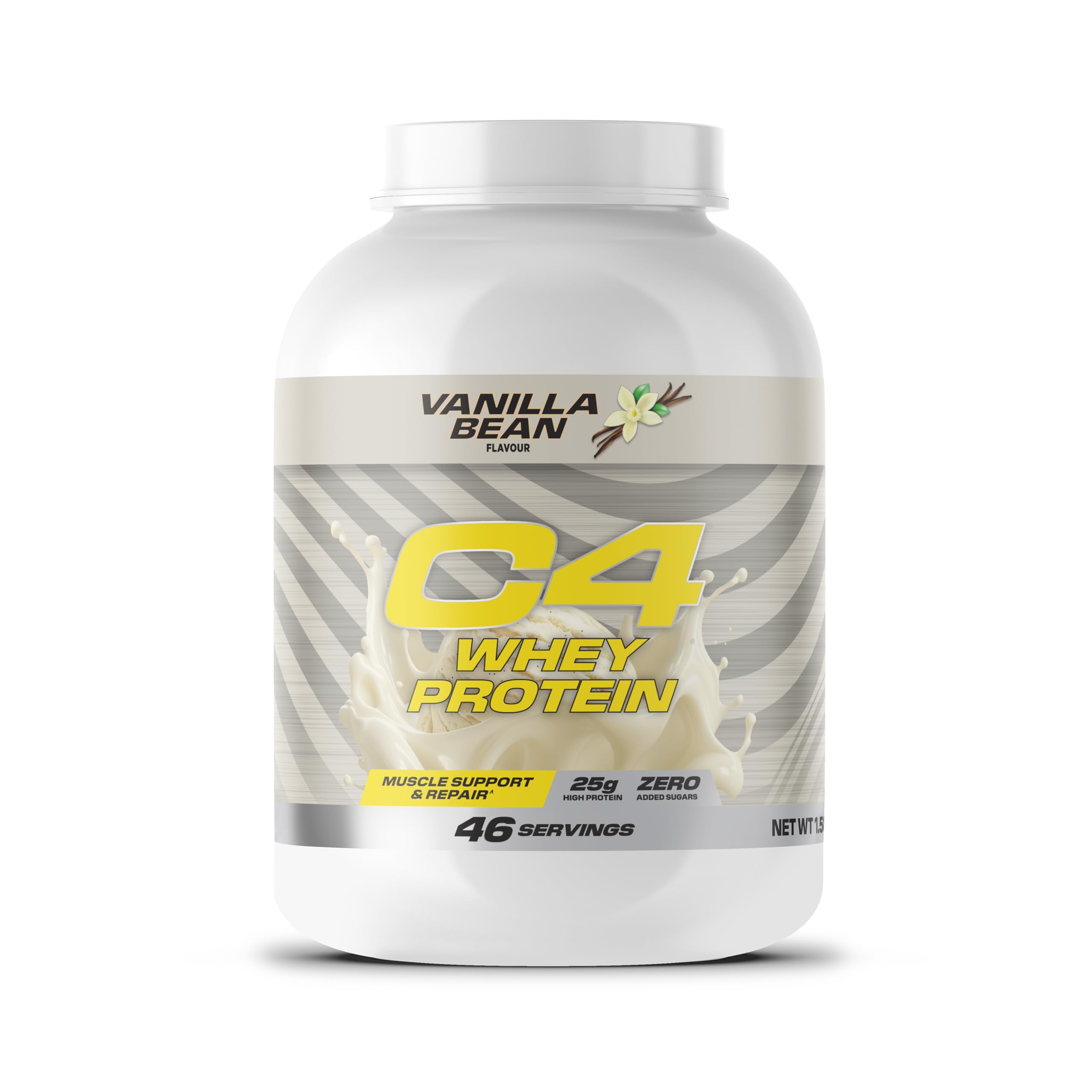 Cellucor C4 Whey Protein Powder, Vanilla Bean, 25g Protein, Low Sugar, Post-Workout Recovery, 46 Servings