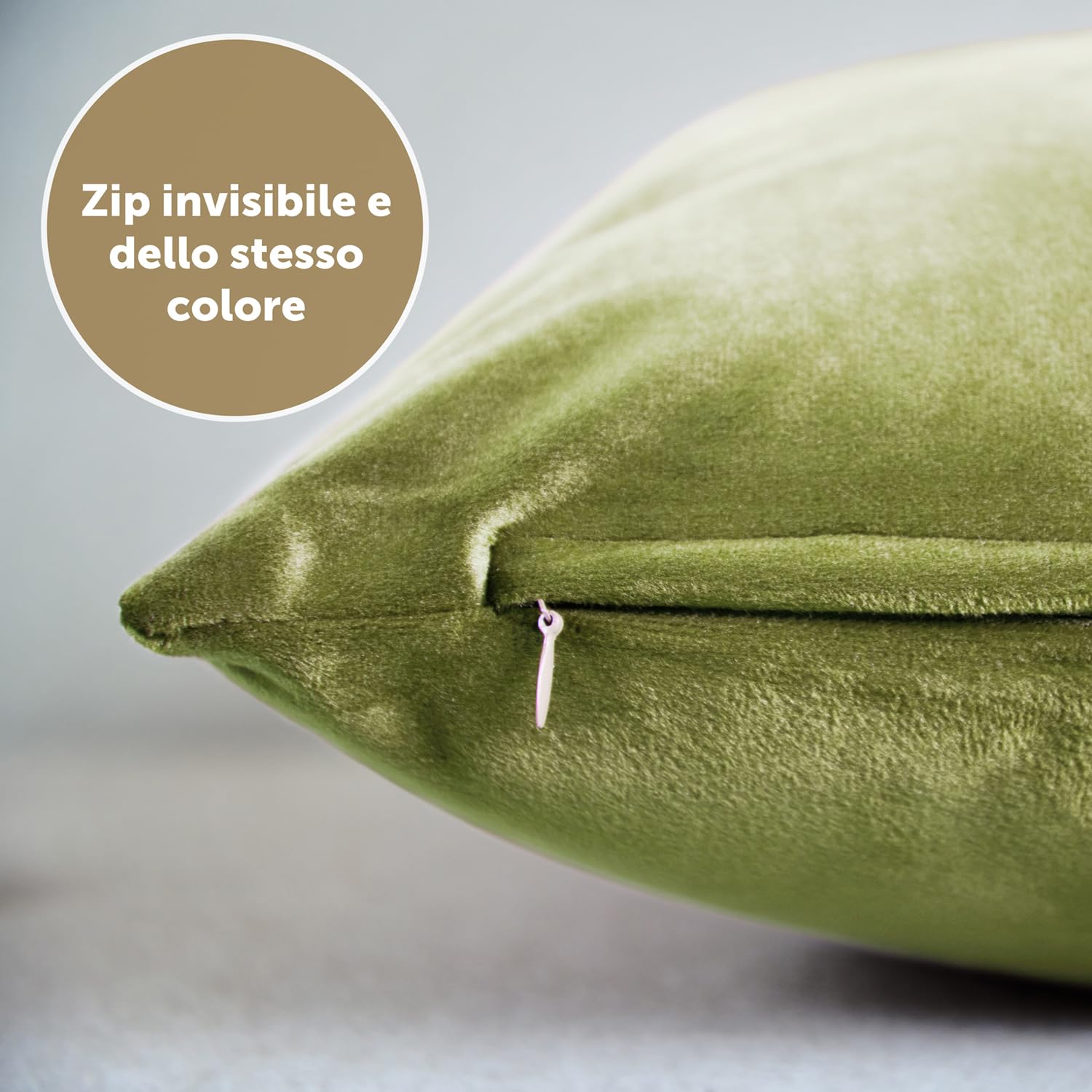 Blumtal Set di 2 Federe Cuscini Divano 40x40 cm in Velluto, con Chiusura Lampo Invisibile, Eleganti Copricuscini Divano in Morbido Velluto,Taglia 40 x 40, Verde