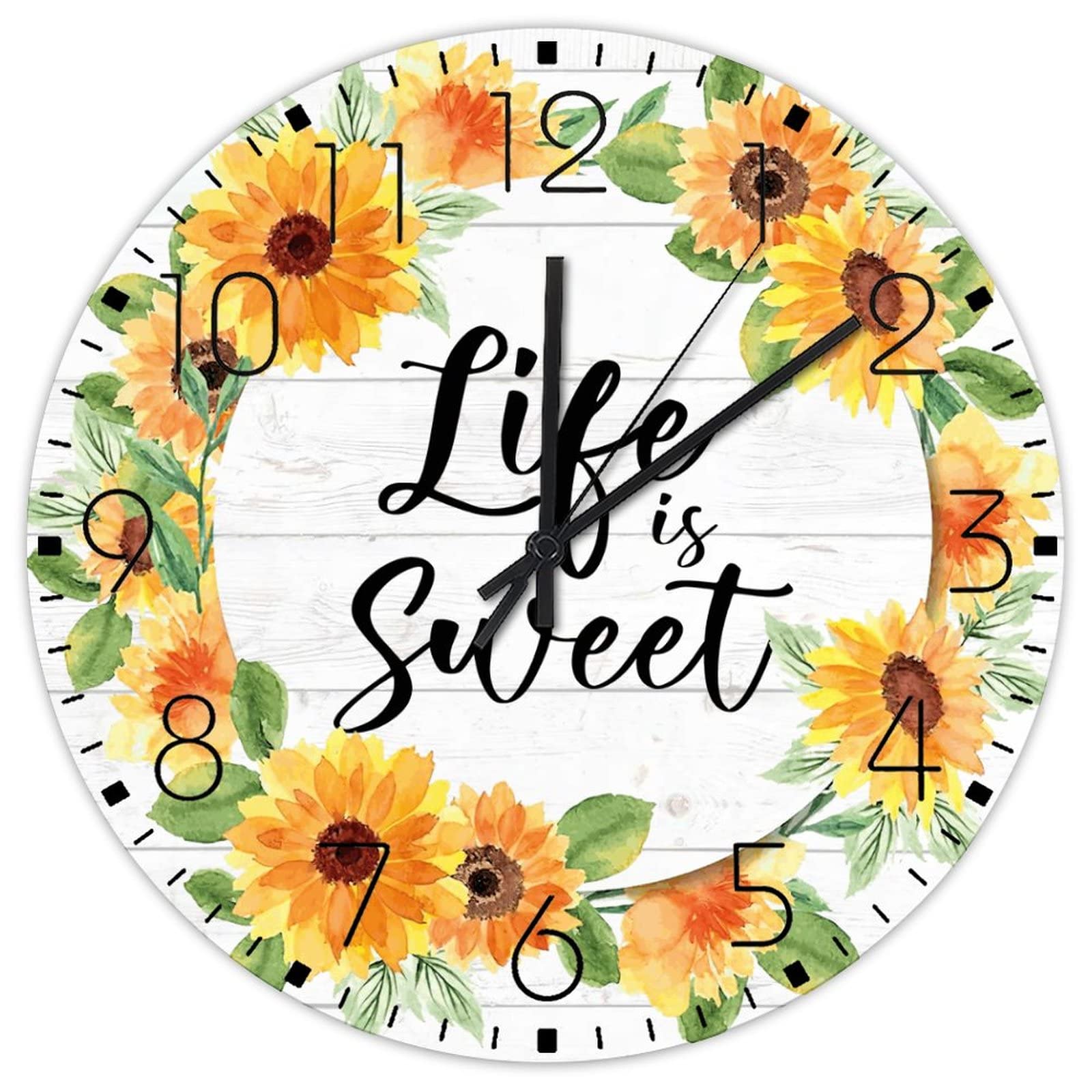 Horloge murale bois 38cm ronde et silencieuse au motif automnal