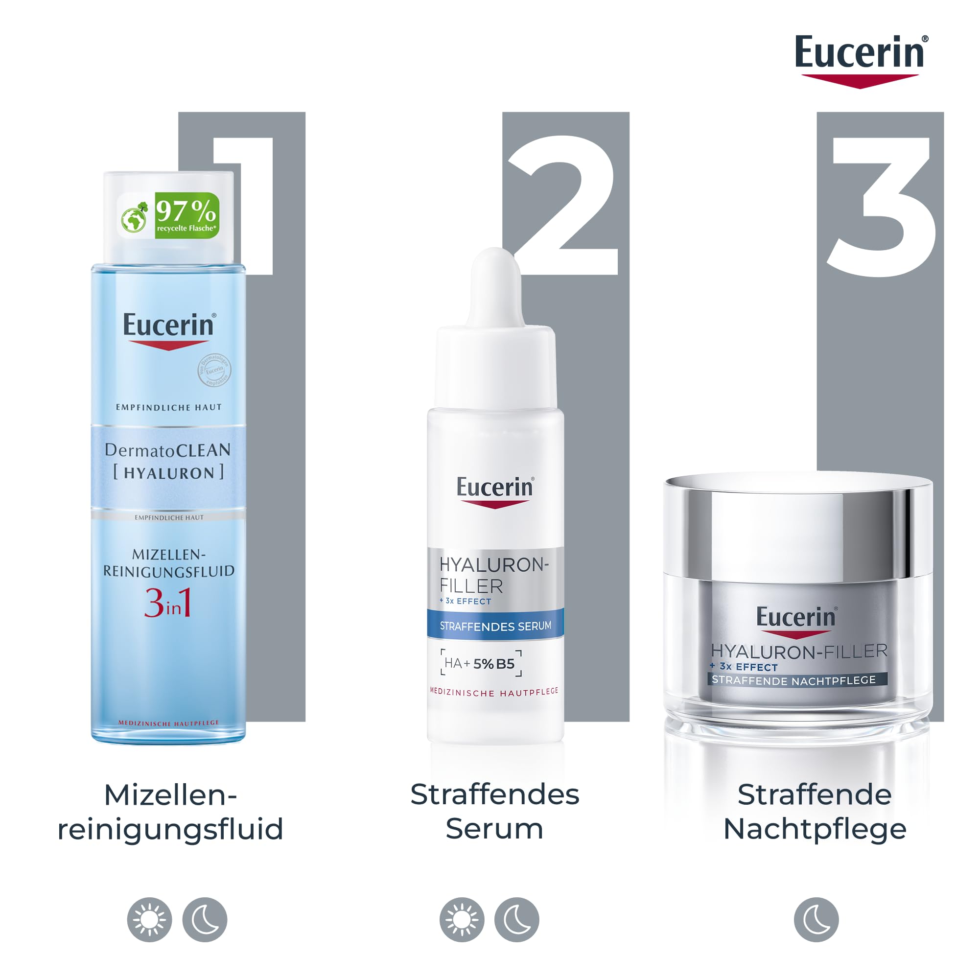 Eucerin Hyaluron-Filler + 3x Effect Nachtpflege Nachfüllkapsel 50 ml, straffende Gesichtscreme regeneriert die Haut über Nacht und mildert Falten, Anti Aging Creme mit Hyaluronsäure