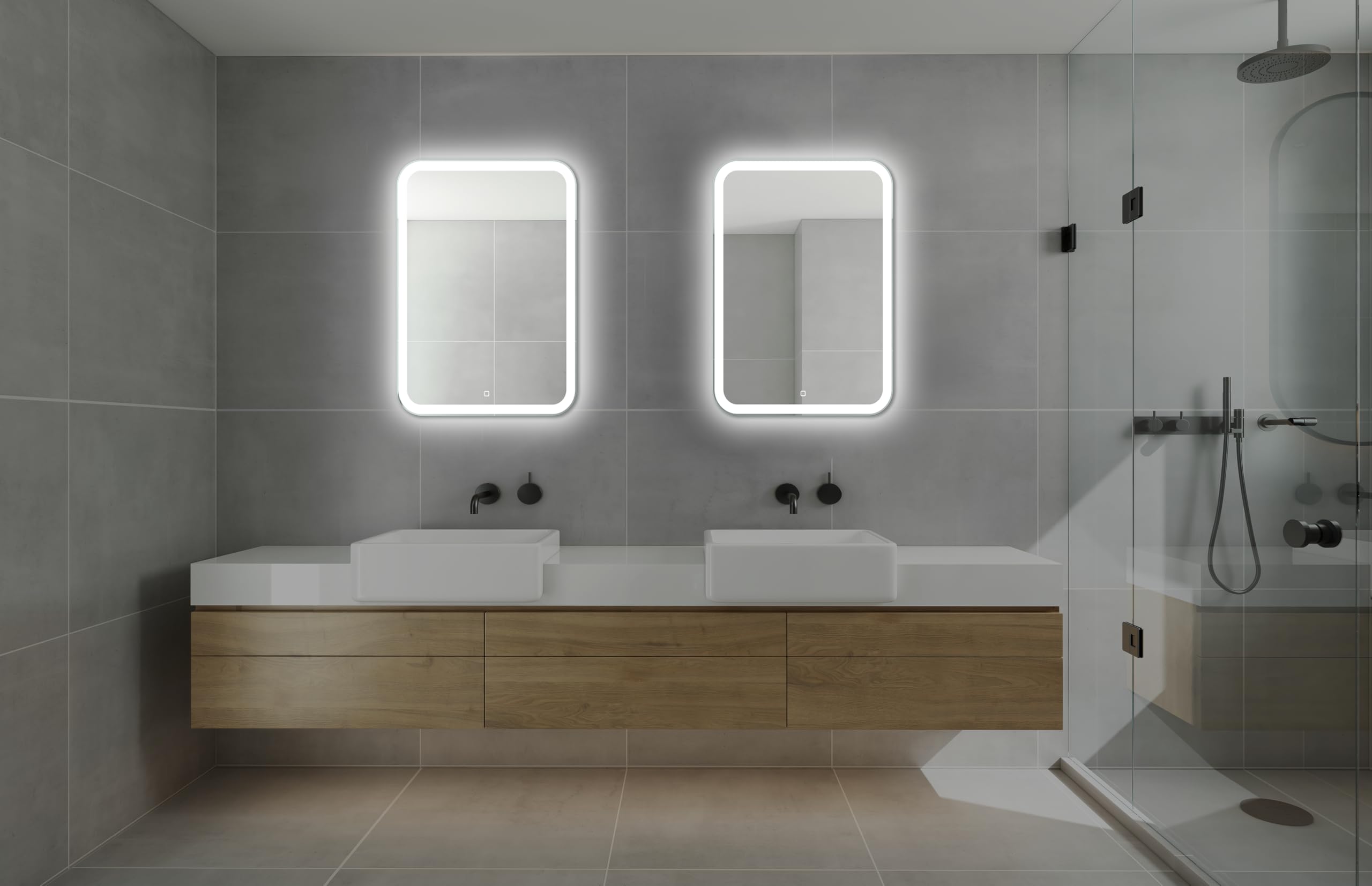 Miroir LED Salle De Bain 50x70cm - Éclairage Tactile Et Bordure Lumineuse