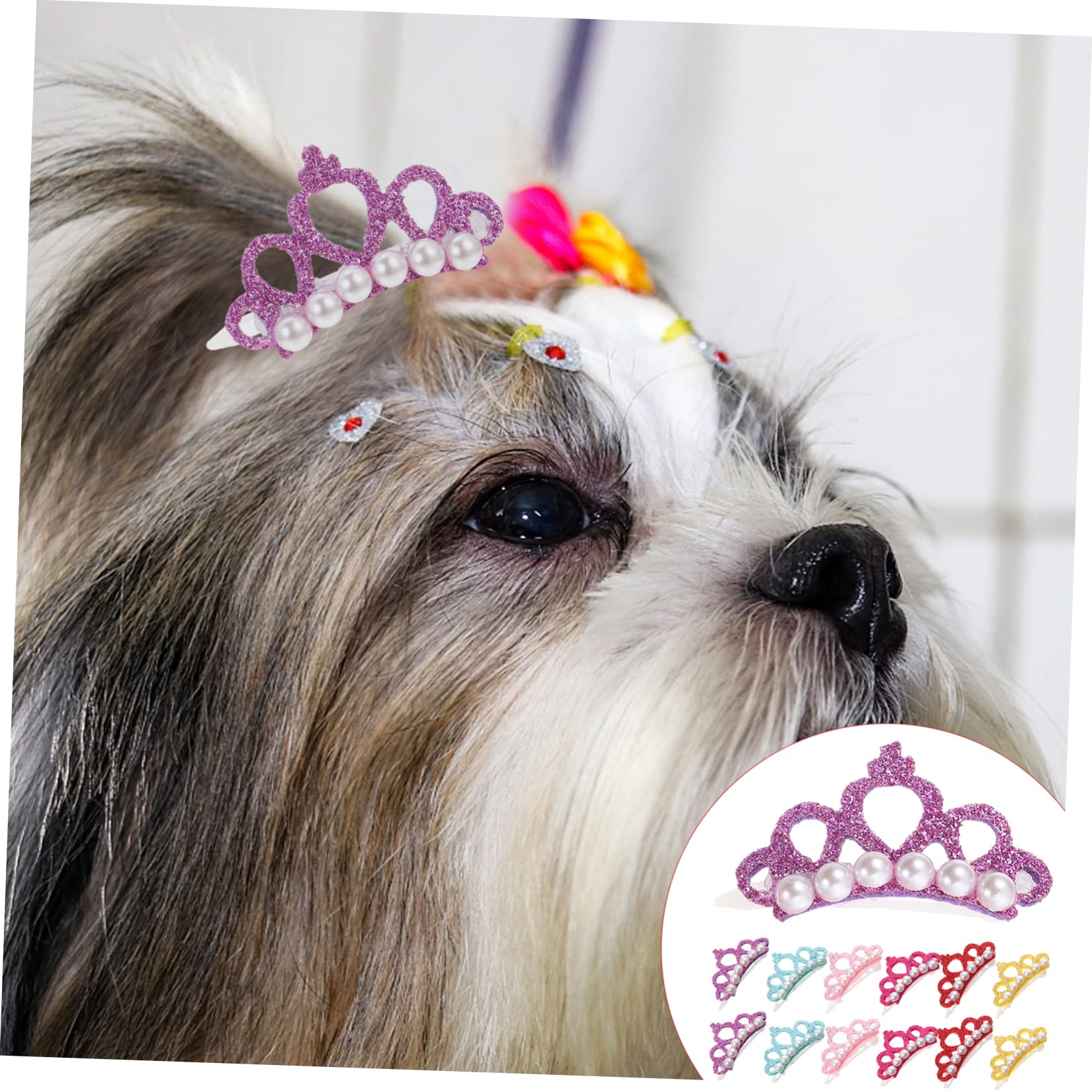 POPETPOP 150 Piezas Horquilla De para Mascotas Joyas De Niña Suministros para La Cabeza De Mascotas Lazos para El Pelo De Perro para Perros Pequeños Cabeza De Flor Verano Poliéster