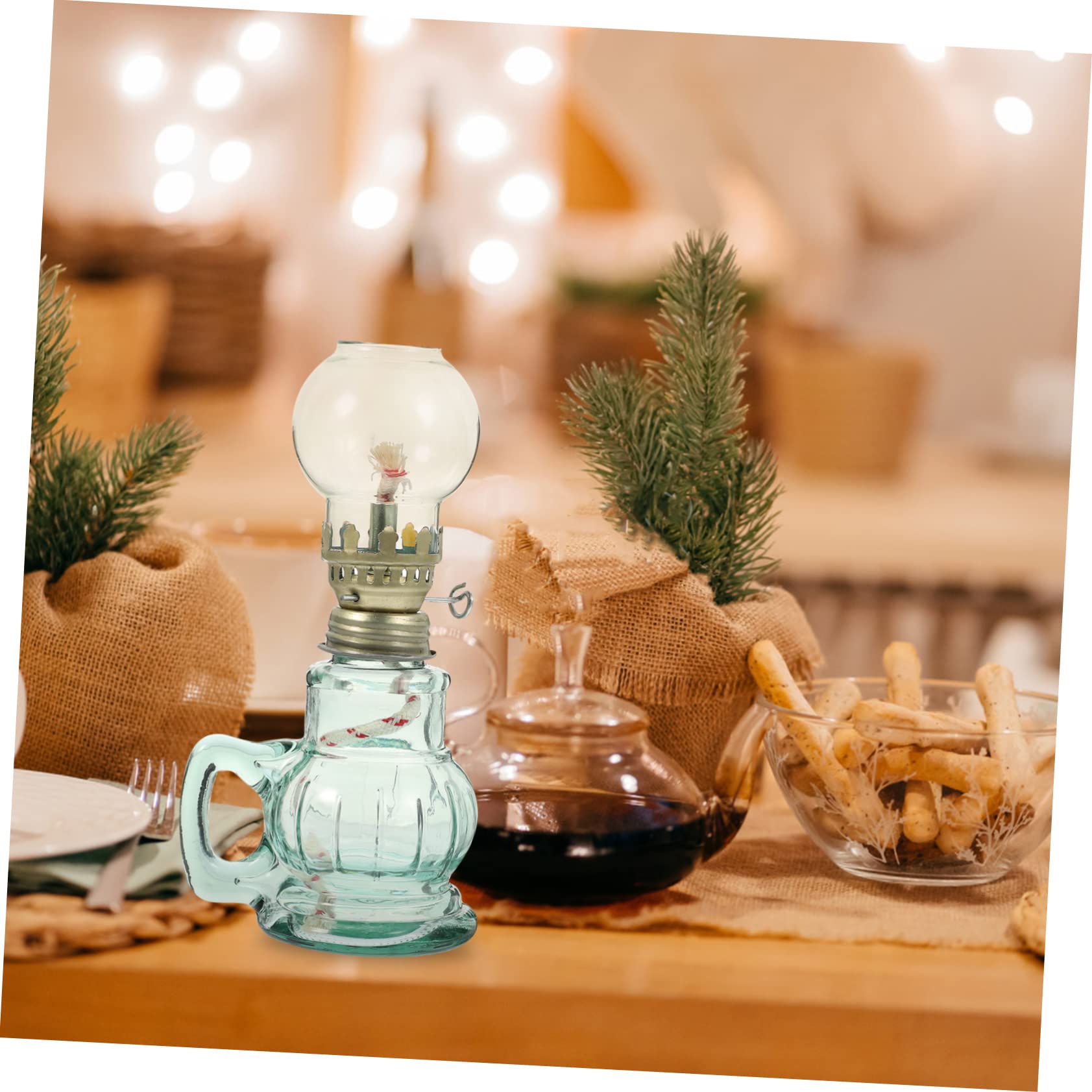 Alipis Lanterne à huile rétro en verre avec lampe à pétrole au kérosène Alipis Lanterne à huile rétro en verre avec lampe à pétrole au kérosène