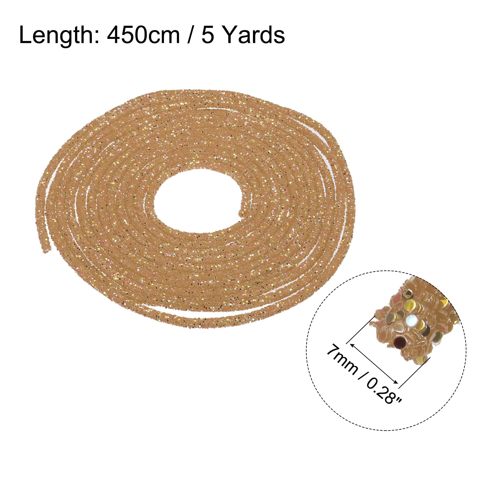 sourcing map 5 Yard 6mm 0.24 inch Glitter Sequins Rope Sequins Rhinestone Tube Cord for DIY Wedding Dresses Costume Clothing Shoes Jewelry Accessory Clear White — view 193