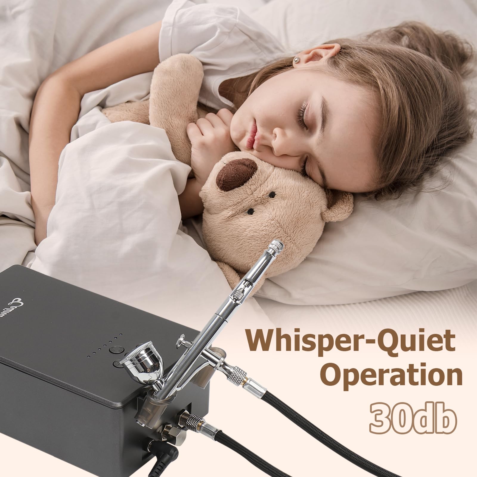 Colima Kit de aerógrafo de 55 psi, de doble acción y mini compresor con accesorios, para pintura, maquillaje, modelos, arte de uñas, principiantes y profesionales