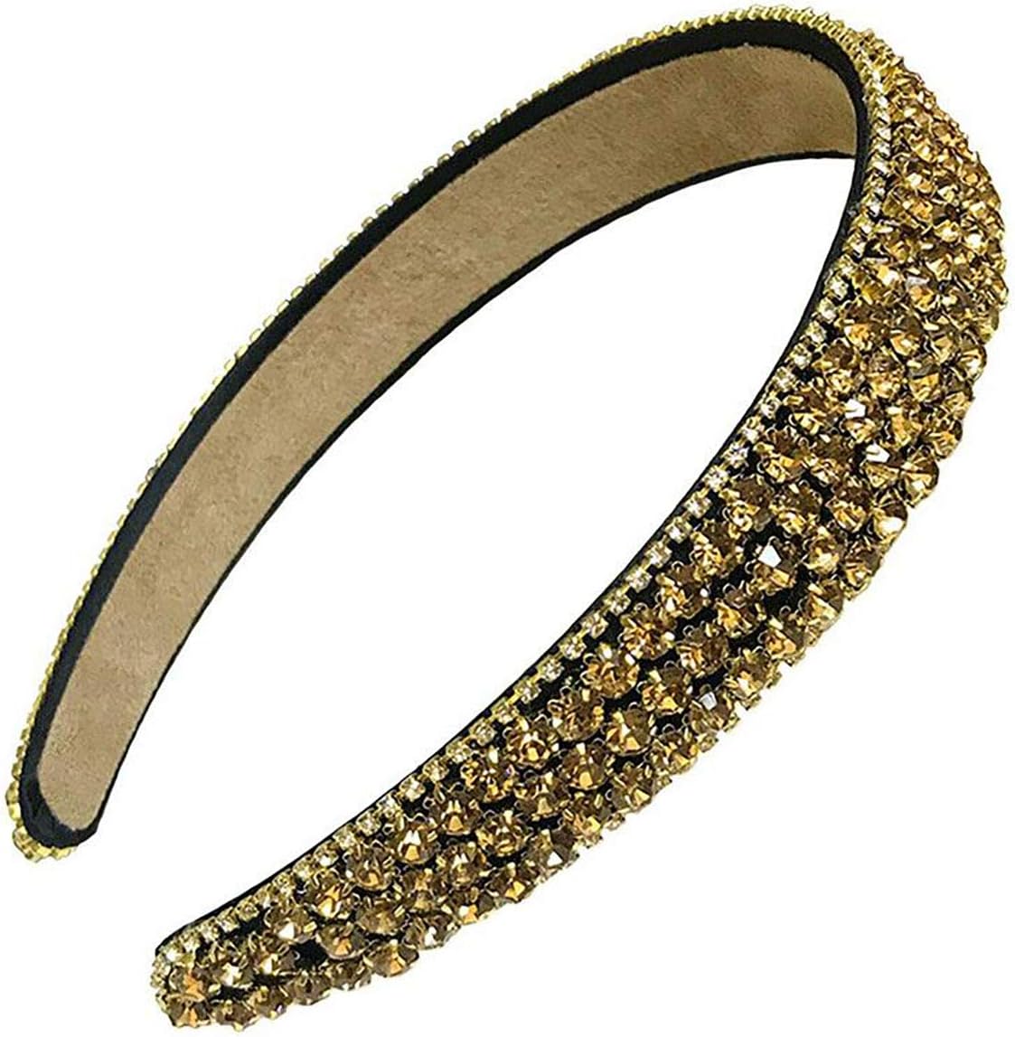 Fodattm Women Lady Luxury Sparkle Crystal Rhinestone Wide-brimmed Hairband Headband High-grade Headwear Hair Hoop (Champagne)