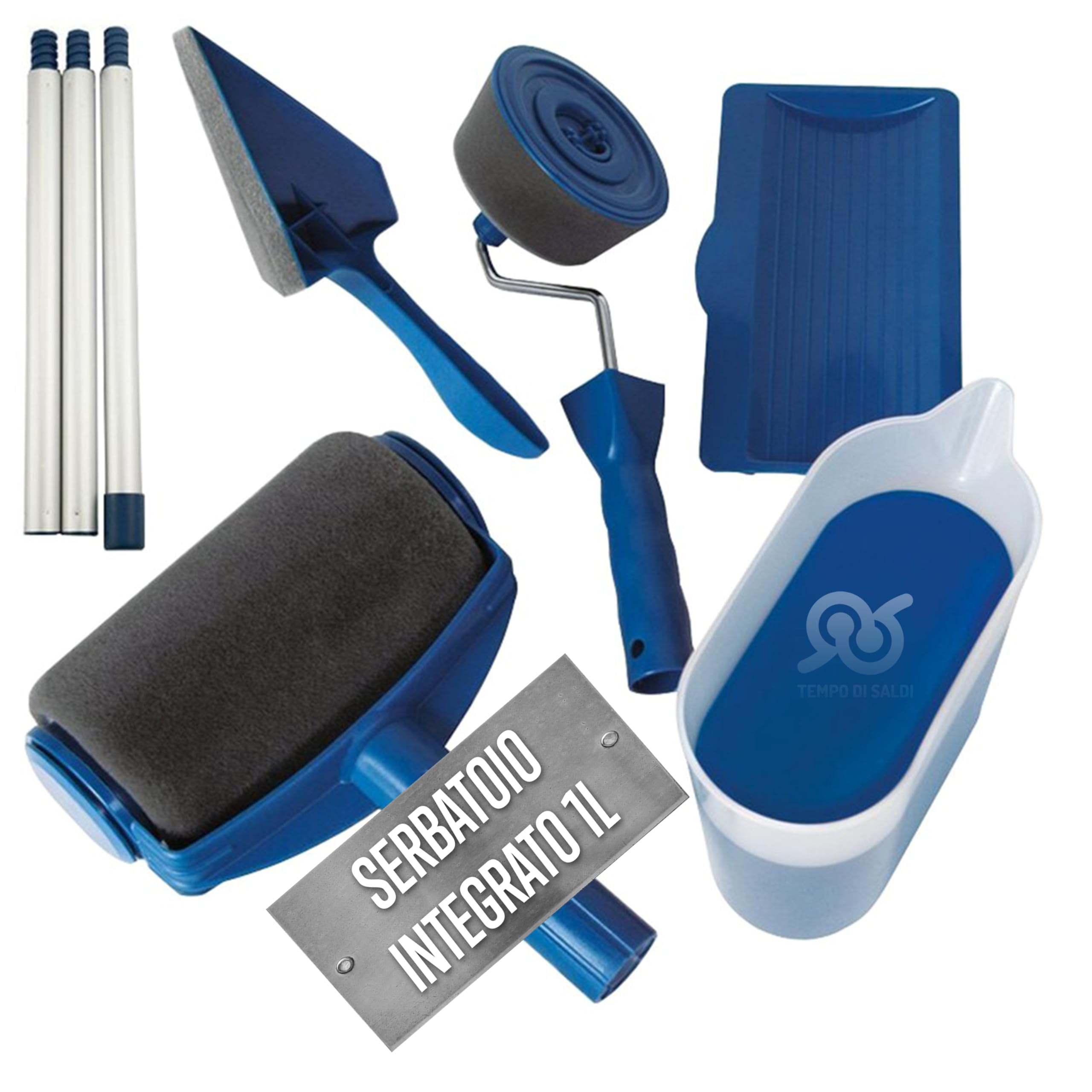 Tempo di Saldi Rullo per Pittura con Serbatoio Professionale Antigoccia e Ricaricabile, Capacità 1 Litro, Larghezza 15 cm - ProKit per Imbiancare Casa Facile con Manico Allungabile per Pareti e Angoli