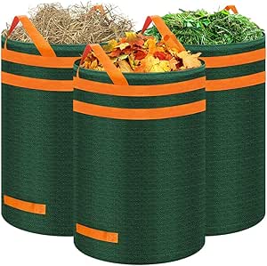 QOEOTUY Gartensack 3x 272L | Gartenabfallsack Selbststehend | Wasserdicht & Wiederverwendbar
