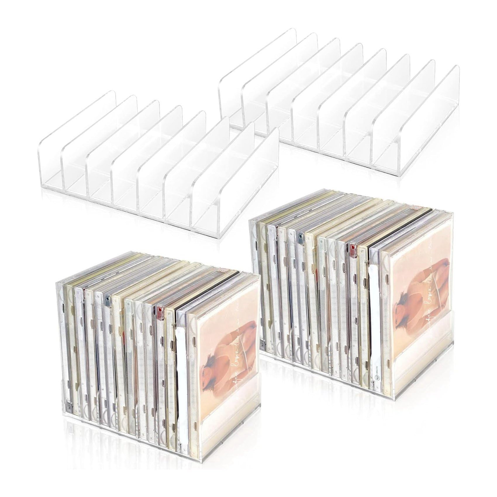 Porta CD in Acrilico Trasparente da 16 Pezzi con Espositore per CD e Dvd Fissabile, Supporto per Organizer per Porta CD, Supporto per Vassoio CD
