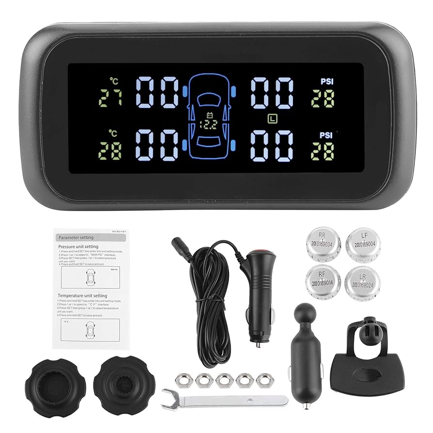 TPMS Car LCD Wireless Tire Pressure Monitoring System With 4 External Sensors