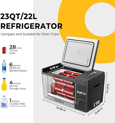 Miniatura 5 de BougeRV Refrigerador de 12 voltios de 12 V, refrigerador de automóvil de 23 cuartos de galón, congelador portátil, compresor enfriador de 1224 V CC