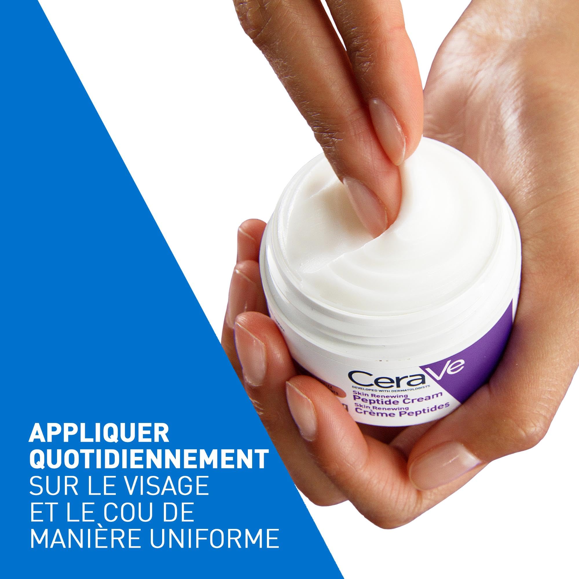 CeraVe - Crème Peptides Anti-rides Skin Renewing - Crème Nuit Raffermissante Visage - Peau Plus Rebondie Après 8 Semaines* - Peptides + Niacinamide + 3 Céramides - Convient aux Peaux Sensibles - 48g