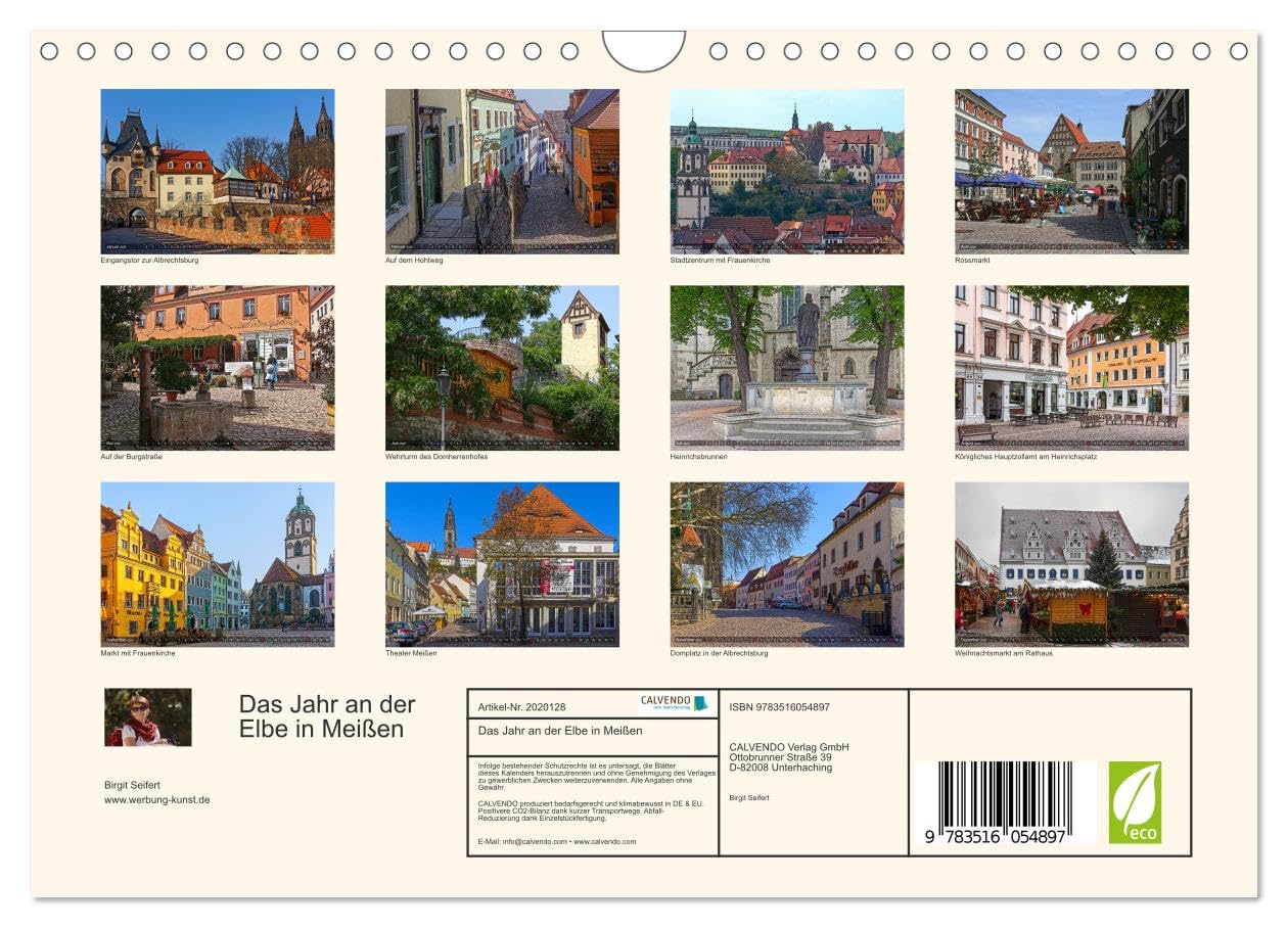 Das Jahr an der Elbe in Meißen (Wandkalender 2026 DIN A4 quer), CALVENDO Monatskalender: Die Jahreszeiten in Meißens historischem Zentrum. (CALVENDO Orte)