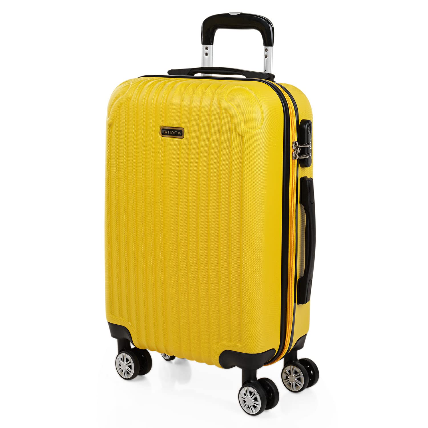 ITACA - Maleta de Cabina 55x40x20 - Maletas De Viaje Cabina Rígidas Trolley con 4 Ruedas Dobles para Avion Ligera Equipaje De Mano Candado de Combinación. Compatible Ryanair, Amarillo