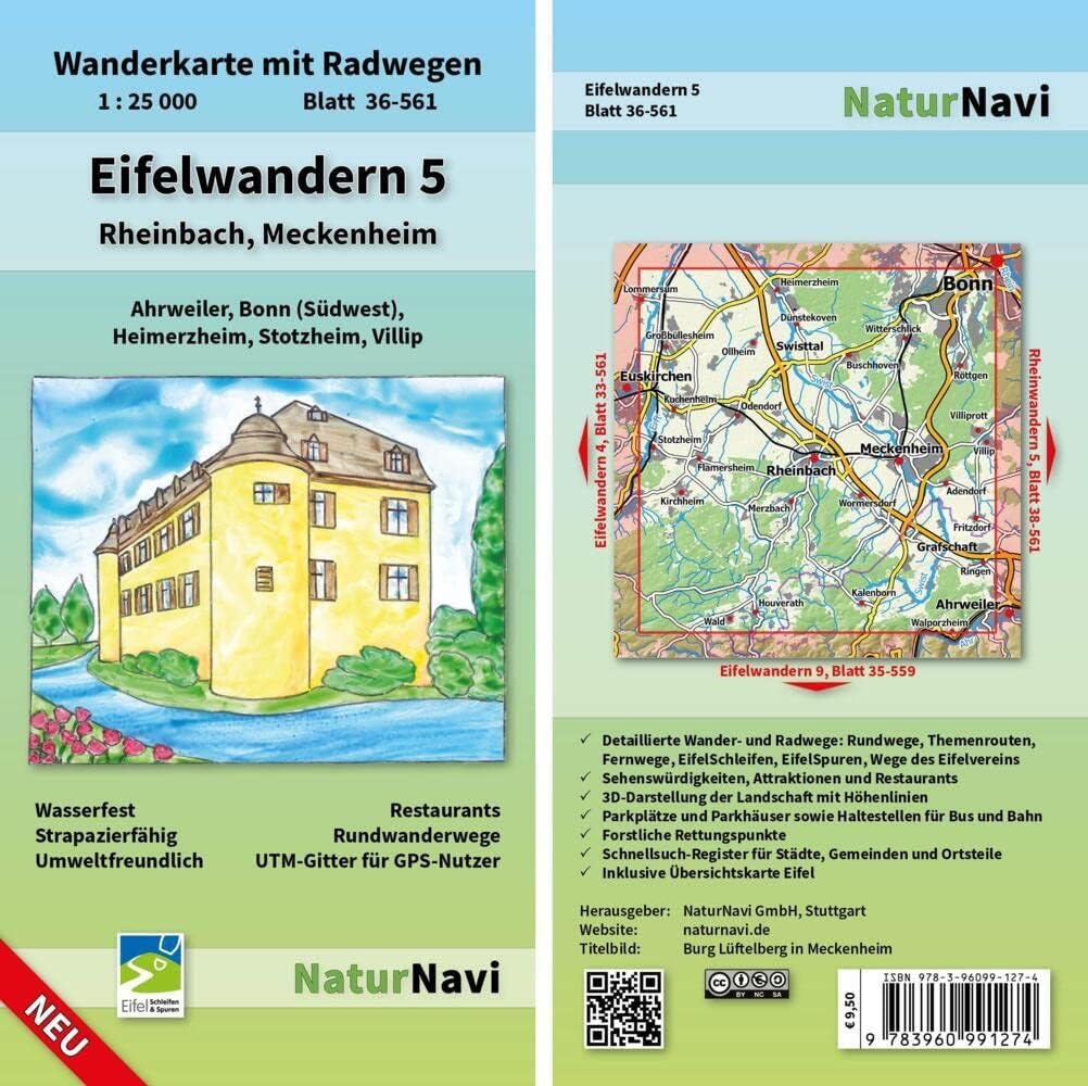 Eifelwandern 5 - Rheinbach, Meckenheim: Hiking Map with Cycle Paths, Sheet 36-561, 1: 25 000, Ahrweiler, Bonn (South West), Heimerzheim, Stotzheim, Villip (NaturNavi Hiking Map with Cycle Paths 1:25