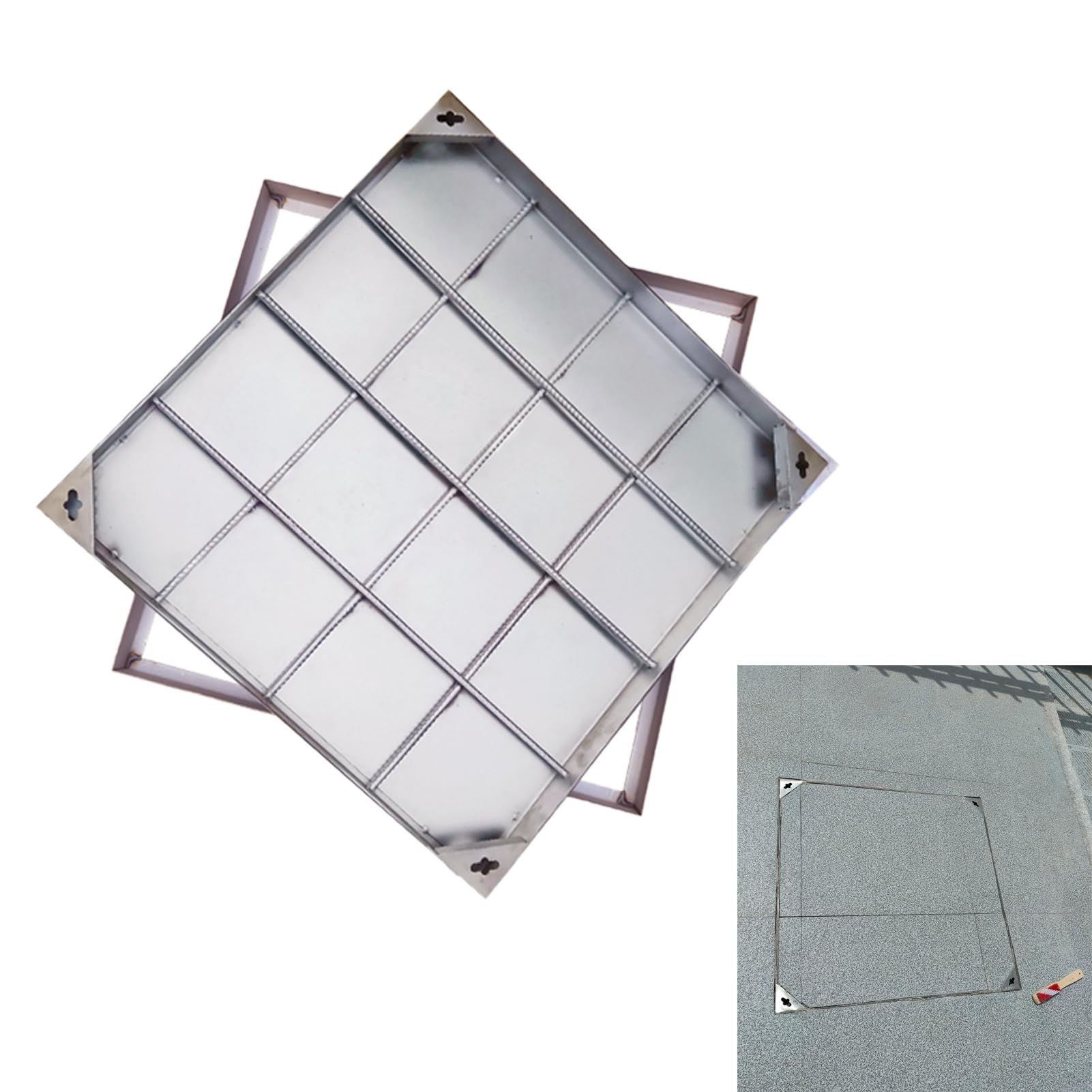 Konfigurowalna niewidoczna pokrywa włazu | wytrzymała pokrywa inspekcyjna szamba | uniwersalny zewnętrzny odpływ podłogowy | 70 x 70 x 5 cm (27,5 cala x 27,5 cala x 2 ") na place i patio