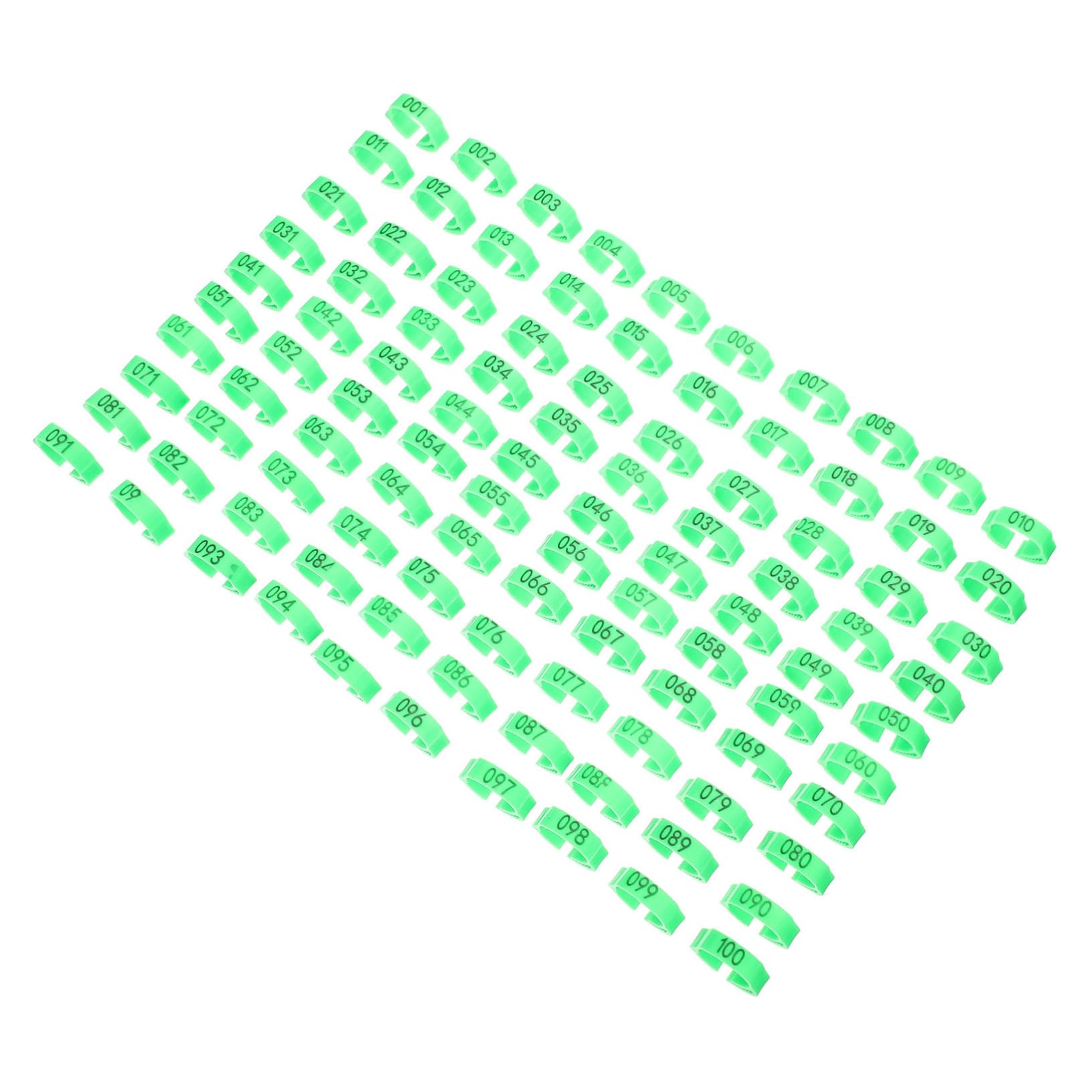 200 anneaux de marquage pour pattes de poulet numérotés vert DOITOOL