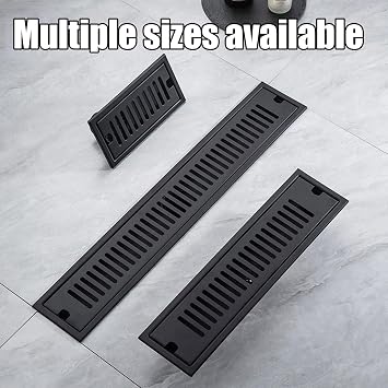 Floor Shower Drain with Hair Strainer,Stainless Steel Rectangular Floor Drain,Linear Shower Drain with Removable Grate,10 * 60cm [Energy Class A]