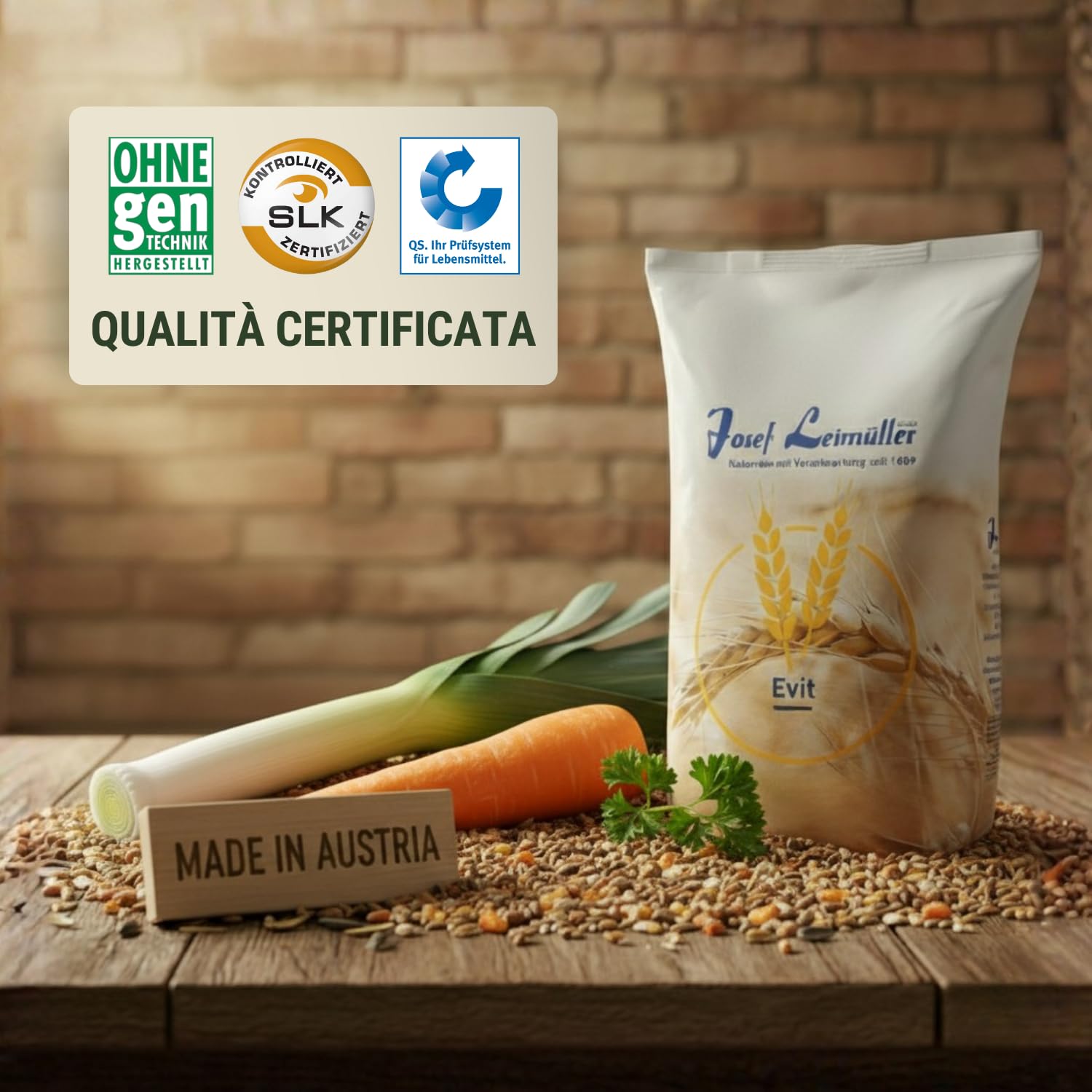 Leimüller Mangime Fitness per Galline Ovaiole 25 kg - Muesli con Origano & Grit di Conchiglie - Per Gusci Solidi & Vitalità - Premium Austria Senza OGM