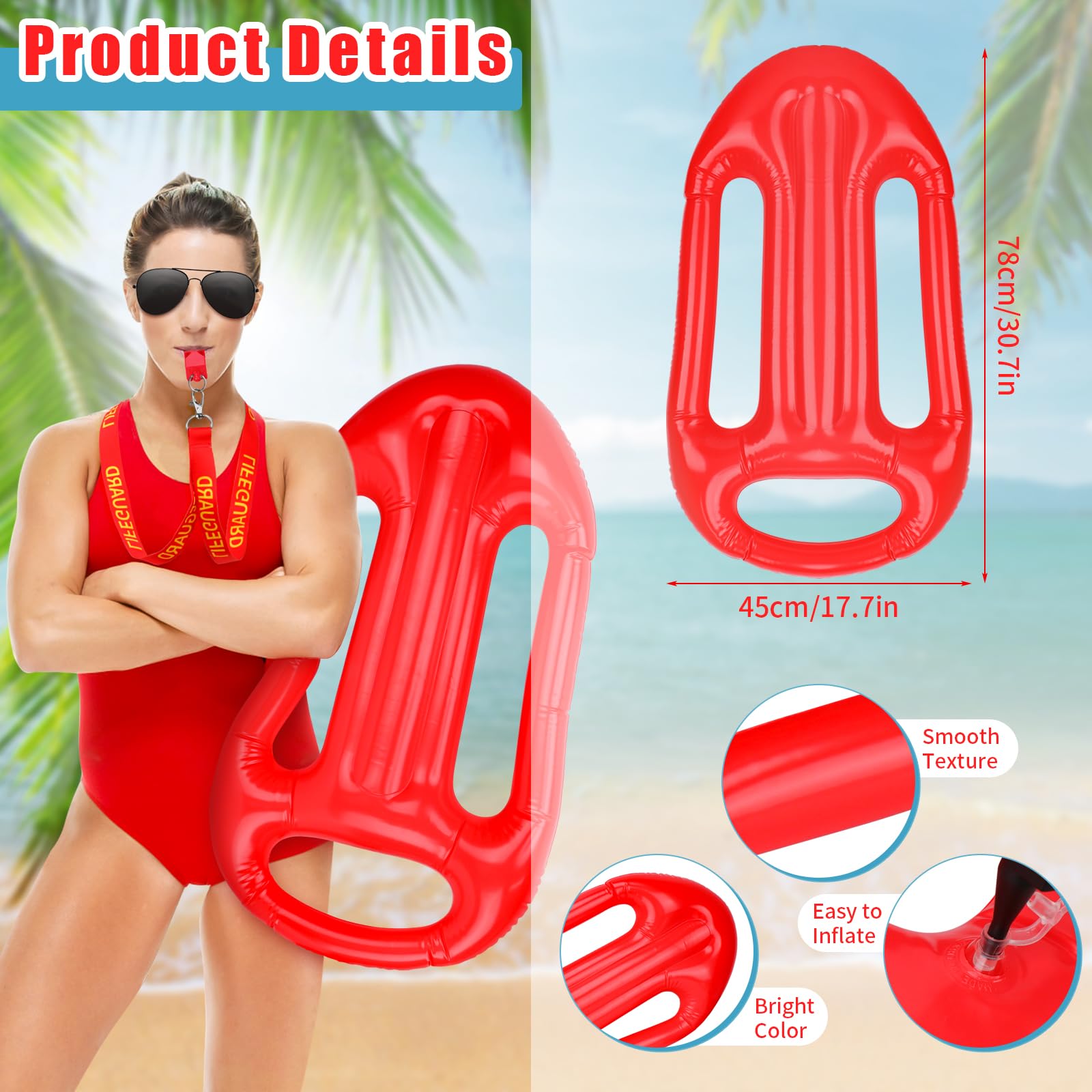SelfTek 5 Pcs Lifeguard Costume Accessories - Image 2