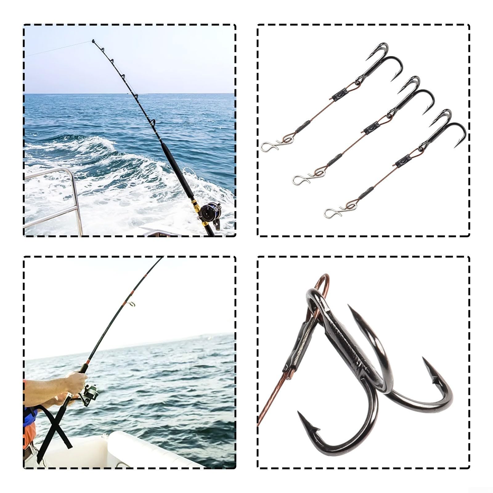 3 anzuelos agudos de acero inoxidable para aplicaciones de pesca de señuelos de depredador, incluyendo lucioperca, lubina y otros tipos de peces de caza