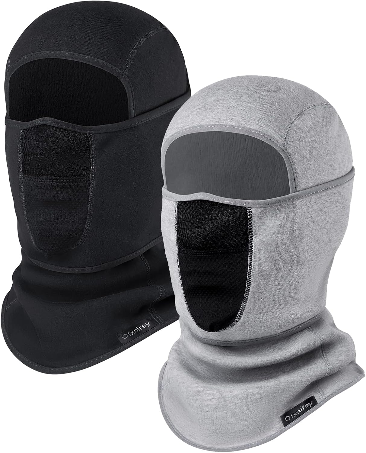 Ski Masks (with Breathable Holes) Windproof Winter Fleece Neck Face Warmer for Men&Women(Black+Light Grey)
