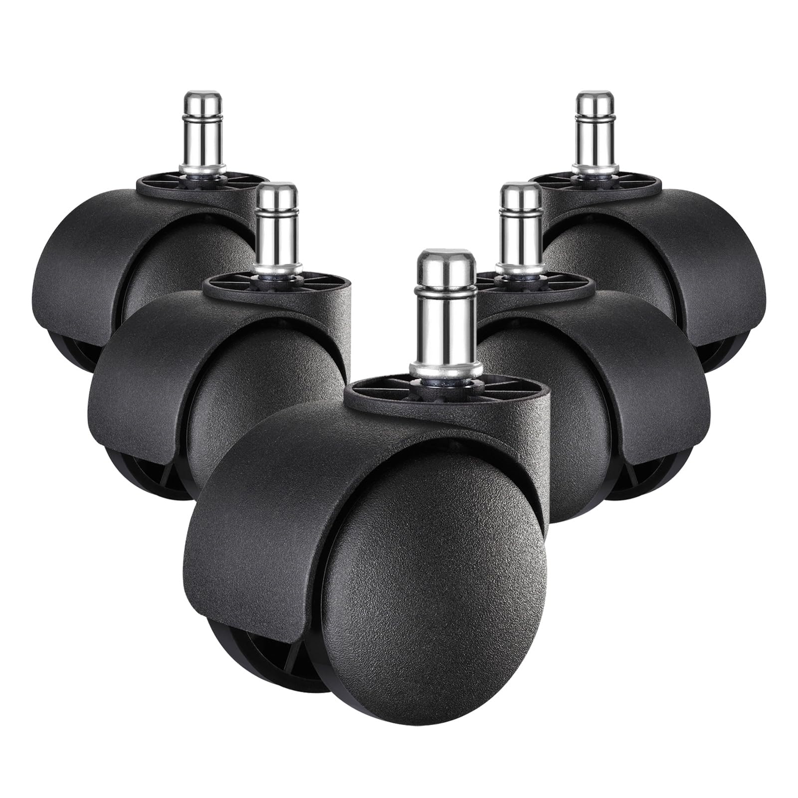 YIOVVOM Office Chair Caster Wheel 2 Inch 11mm Universal Standard Size Replacement Rubber Computer Gaming Chair casters(Set of 5) and Carpet- Heavy