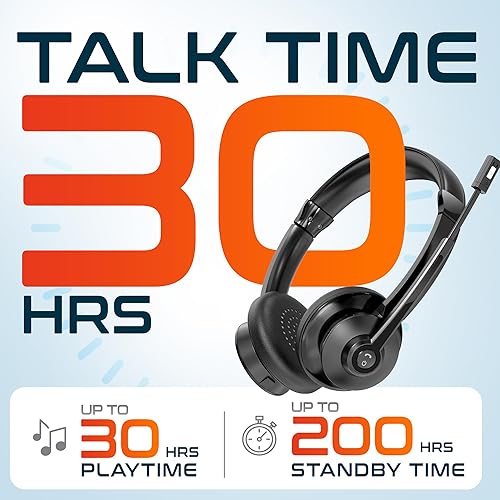 Miniatura 2 de Delton Auriculares Bluetooth 35X para computadora con micrófono de cancelación de ruido, base de carga rápida, acoplamiento automático USB Dongle