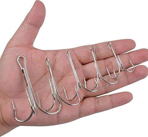 Miniatura 5 de Anzuelos clásicos agudos  20 ganchos de pesca de triple púas grandes fuertes y afilados para agua salada, tamaño 40 60 70 80 100